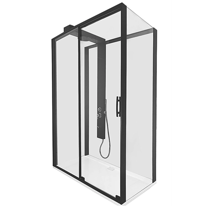 Vitra Zest Sliding Kompakt Sağ Duş Ünitesi U Duvar Sürgülü 120x90 cm Mat Siyah