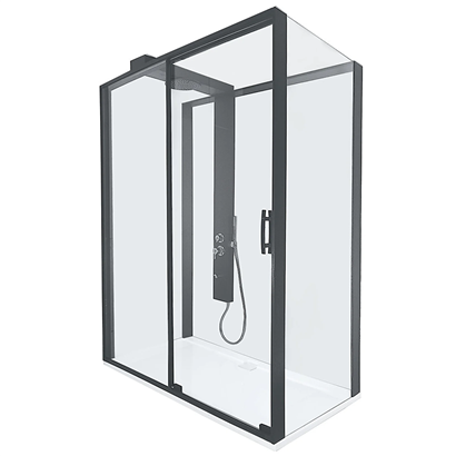 Vitra Zest Sliding Kompakt Sağ Duş Ünitesi U Duvar Sürgülü 160x90 cm Mat Siyah
