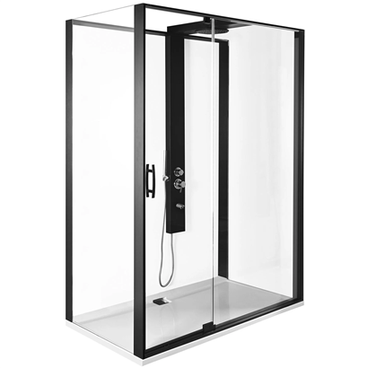 Vitra Zest Sliding Kompakt Sol Duş Ünitesi U Duvar Menteşeli 120x90 cm Mat Siyah