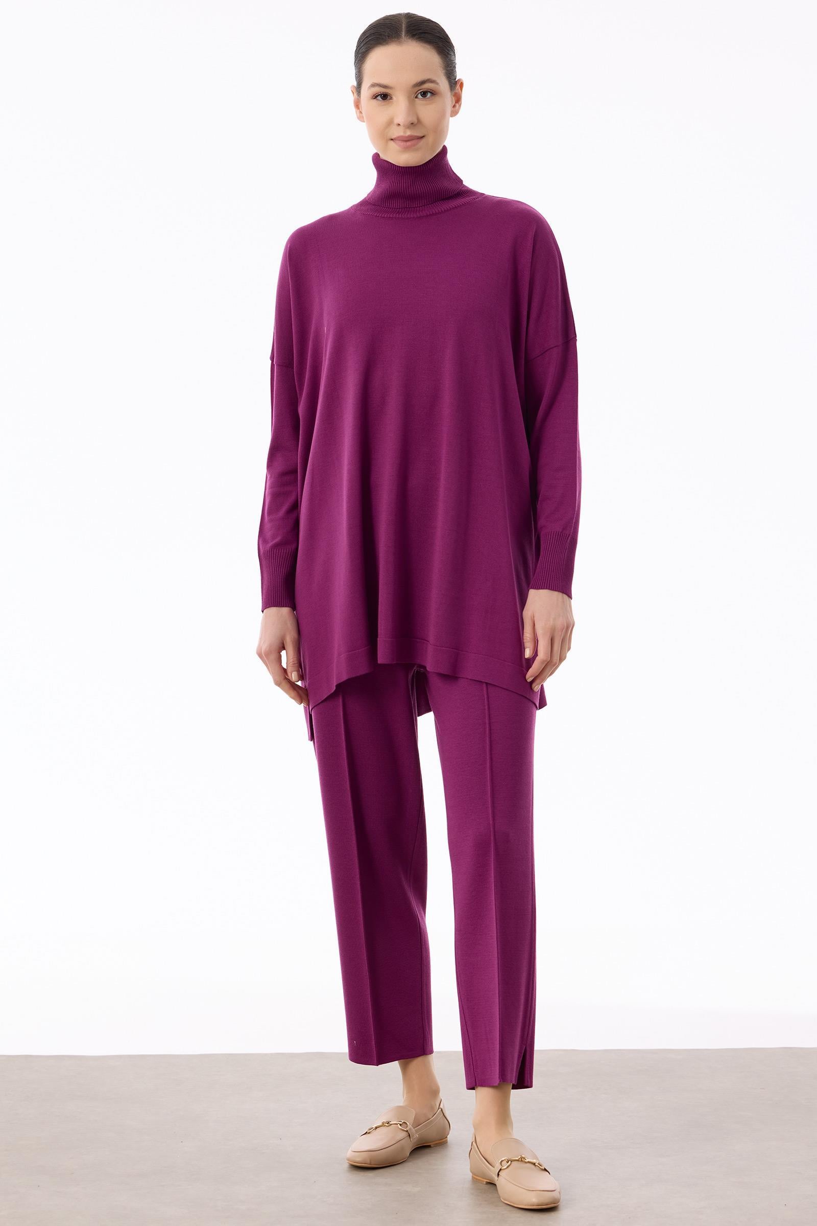 Balıkçı Yaka Oversize Basic Triko Tunik ERGUVAN