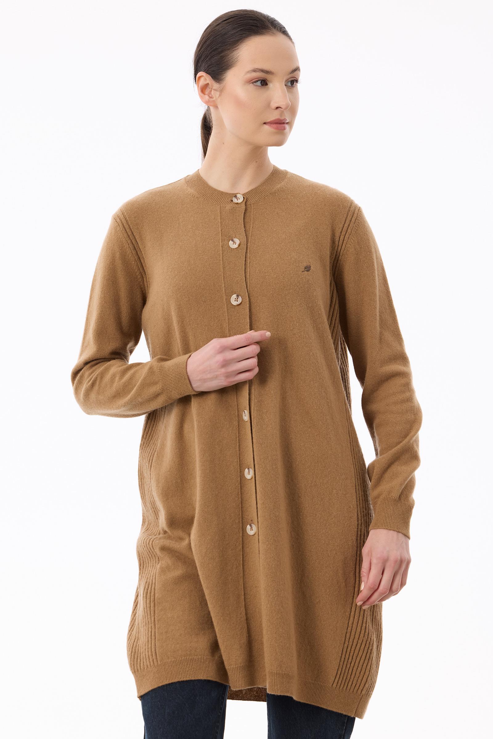 Basic Kaşmir Uzun Hırka CAMEL