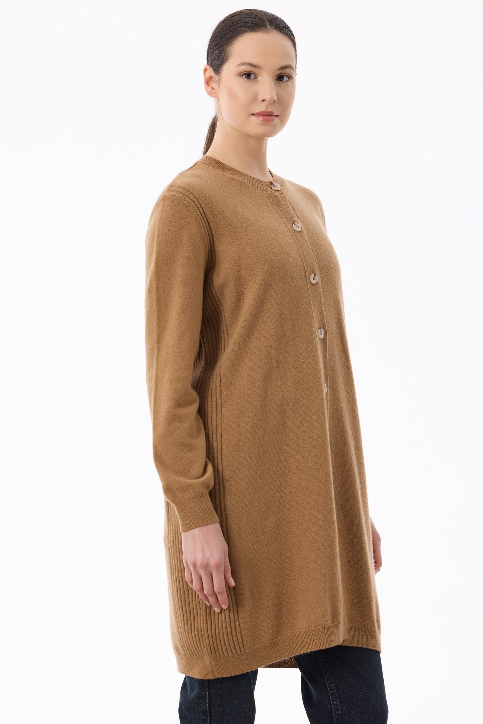 Basic Kaşmir Uzun Hırka CAMEL