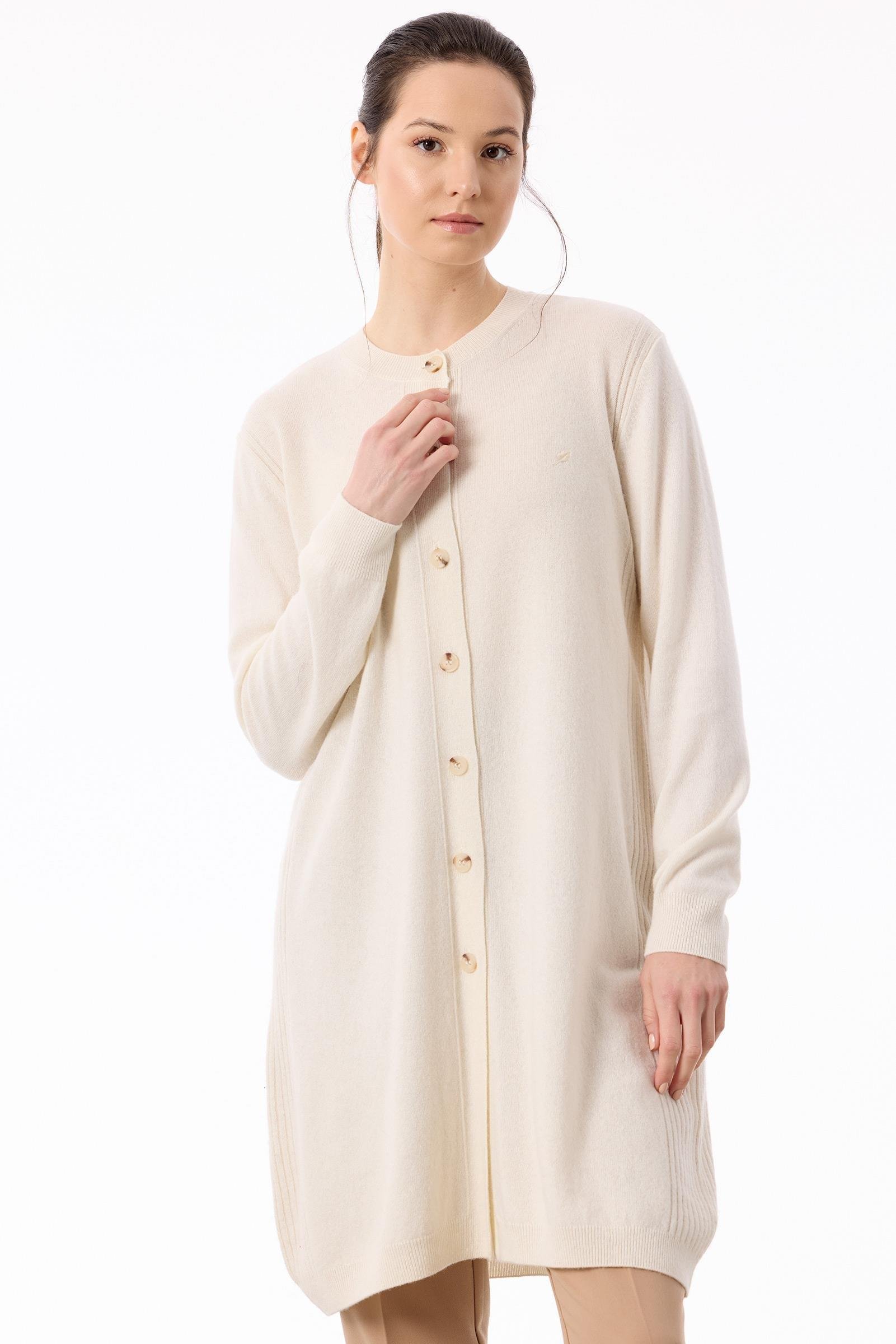 Basic Kaşmir Uzun Hırka EKRU