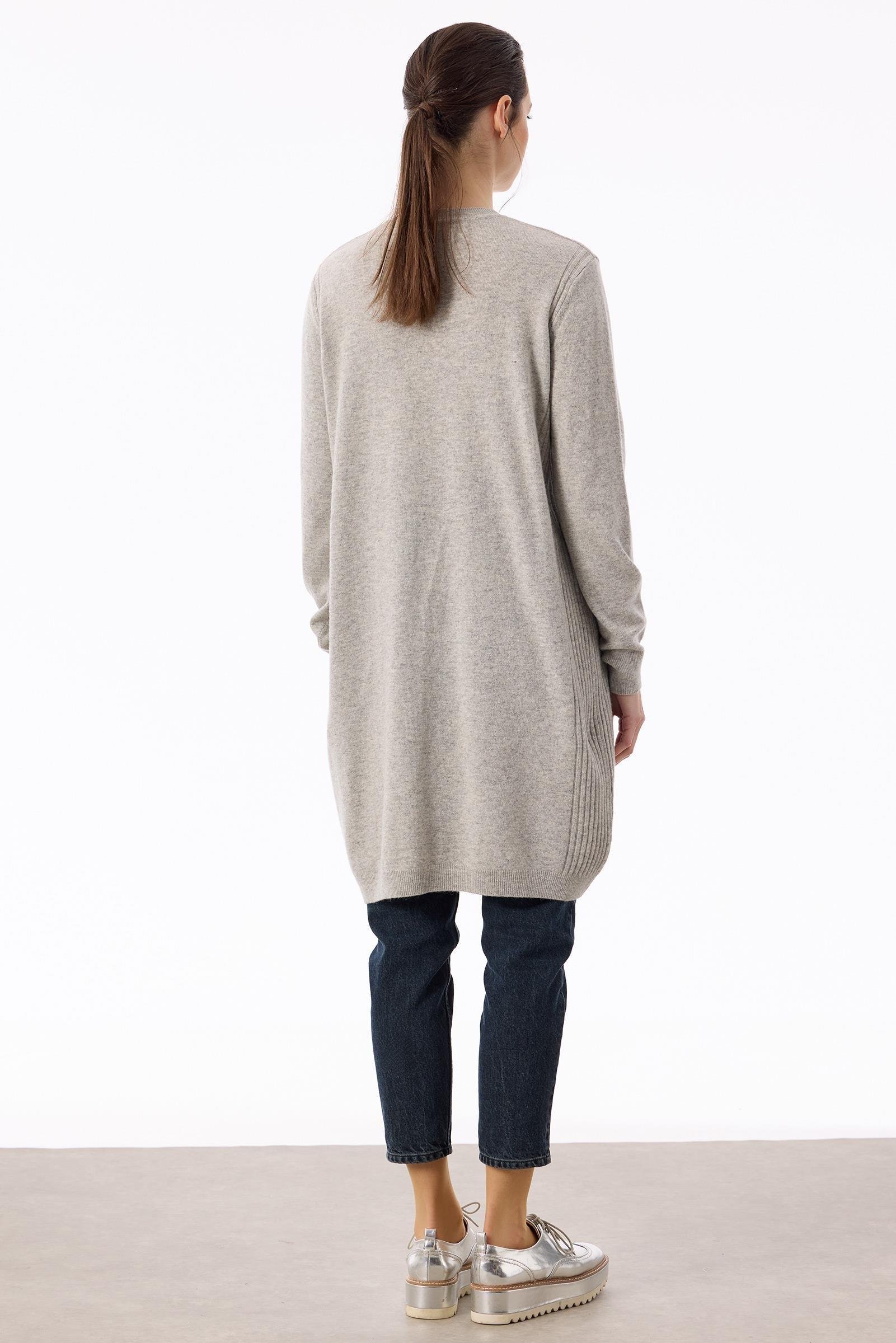 Basic Kaşmir Uzun Hırka GRİ