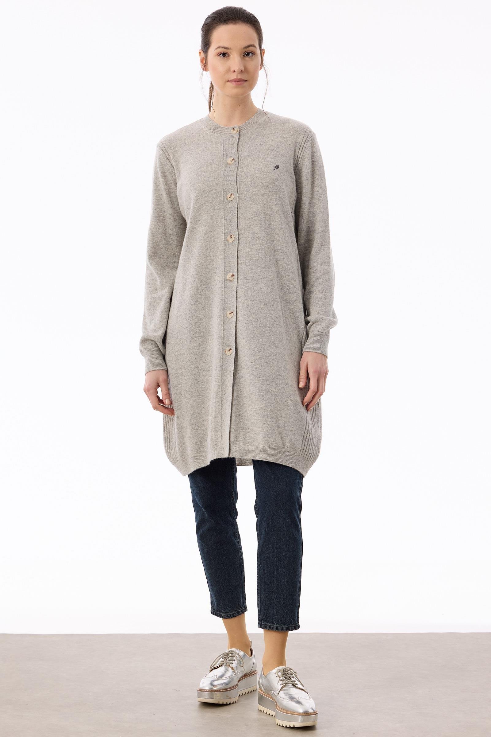 Basic Kaşmir Uzun Hırka GRİ