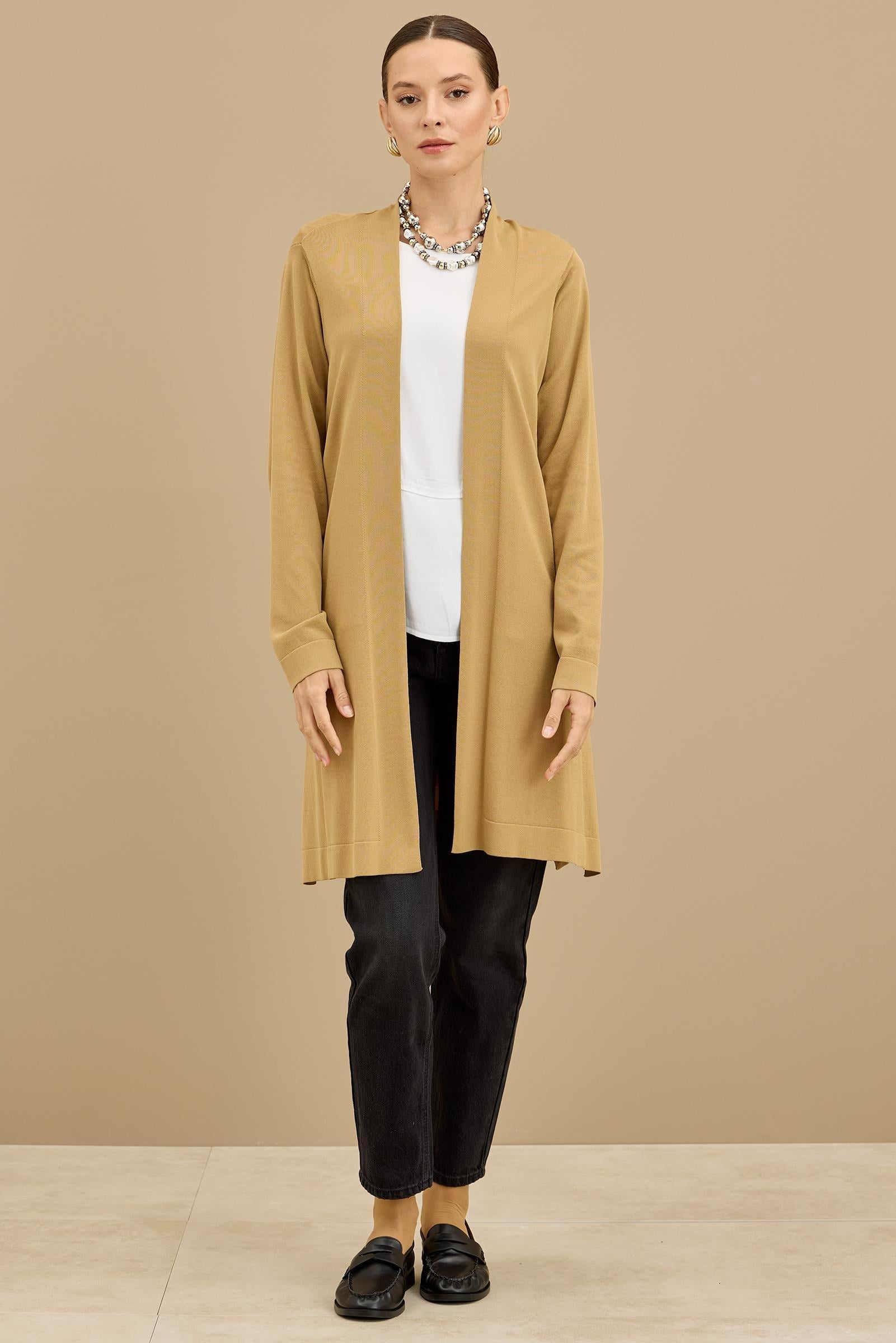 Kemerli Rayon Hırka CAMEL