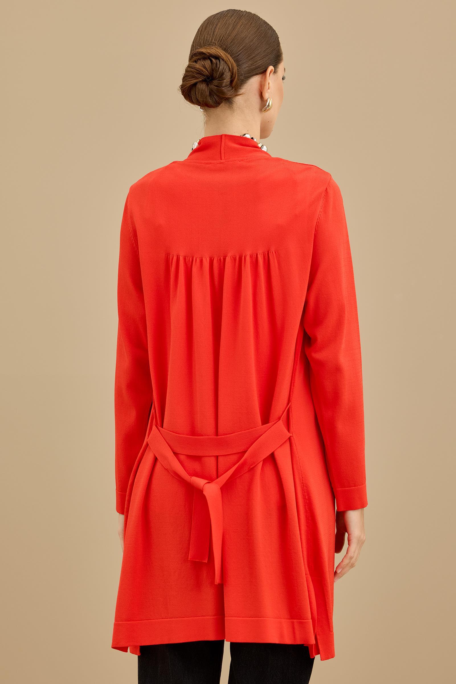 Kemerli Rayon Hırka KIRMIZI
