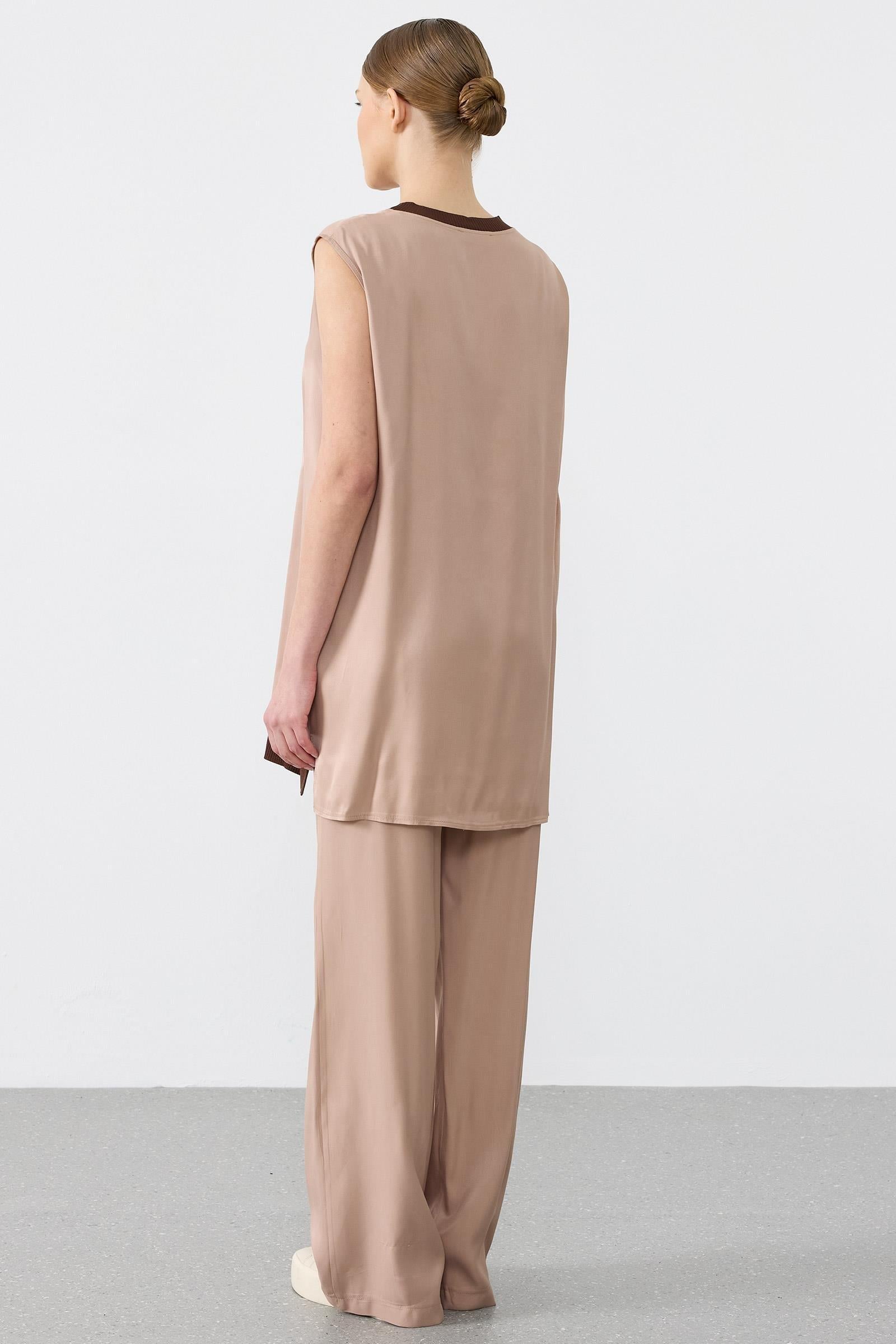 Bomber Yakalı Çizgili Triko Ribanalı 3  Lü Takim CAMEL