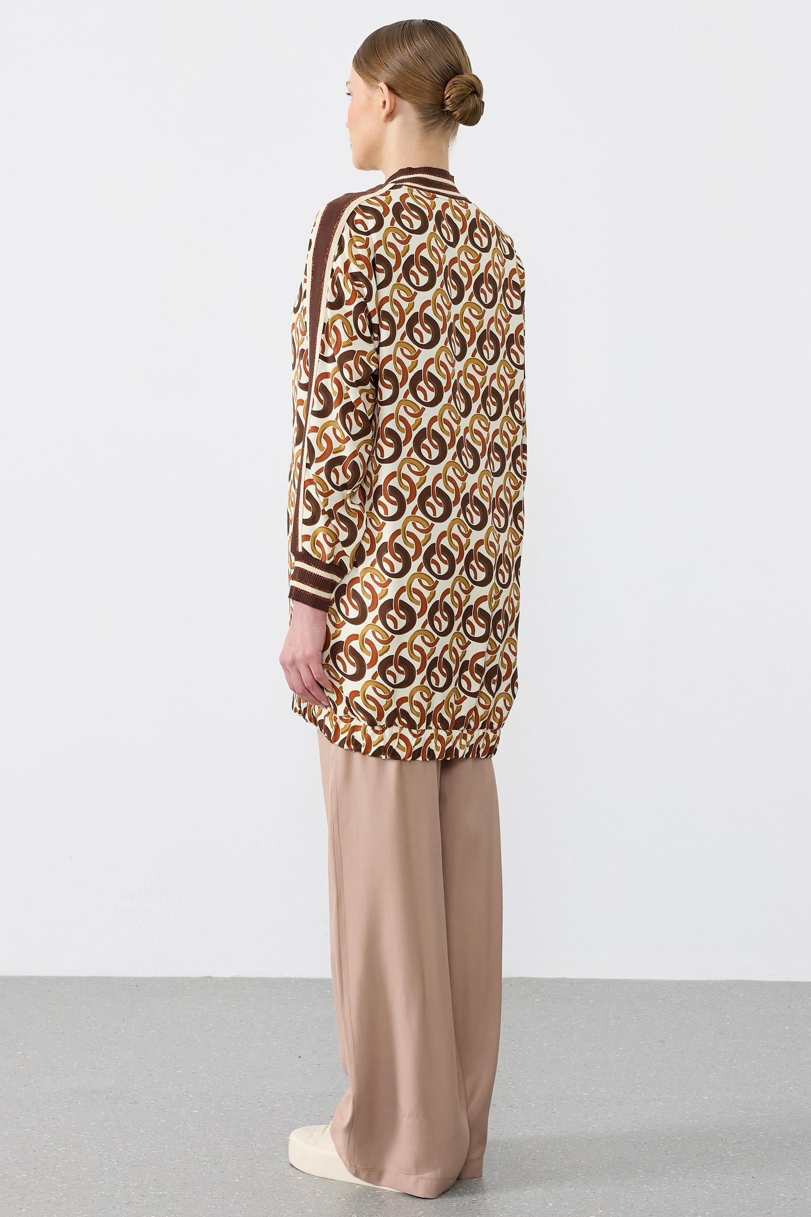 Bomber Yakalı Çizgili Triko Ribanalı 3  Lü Takim CAMEL