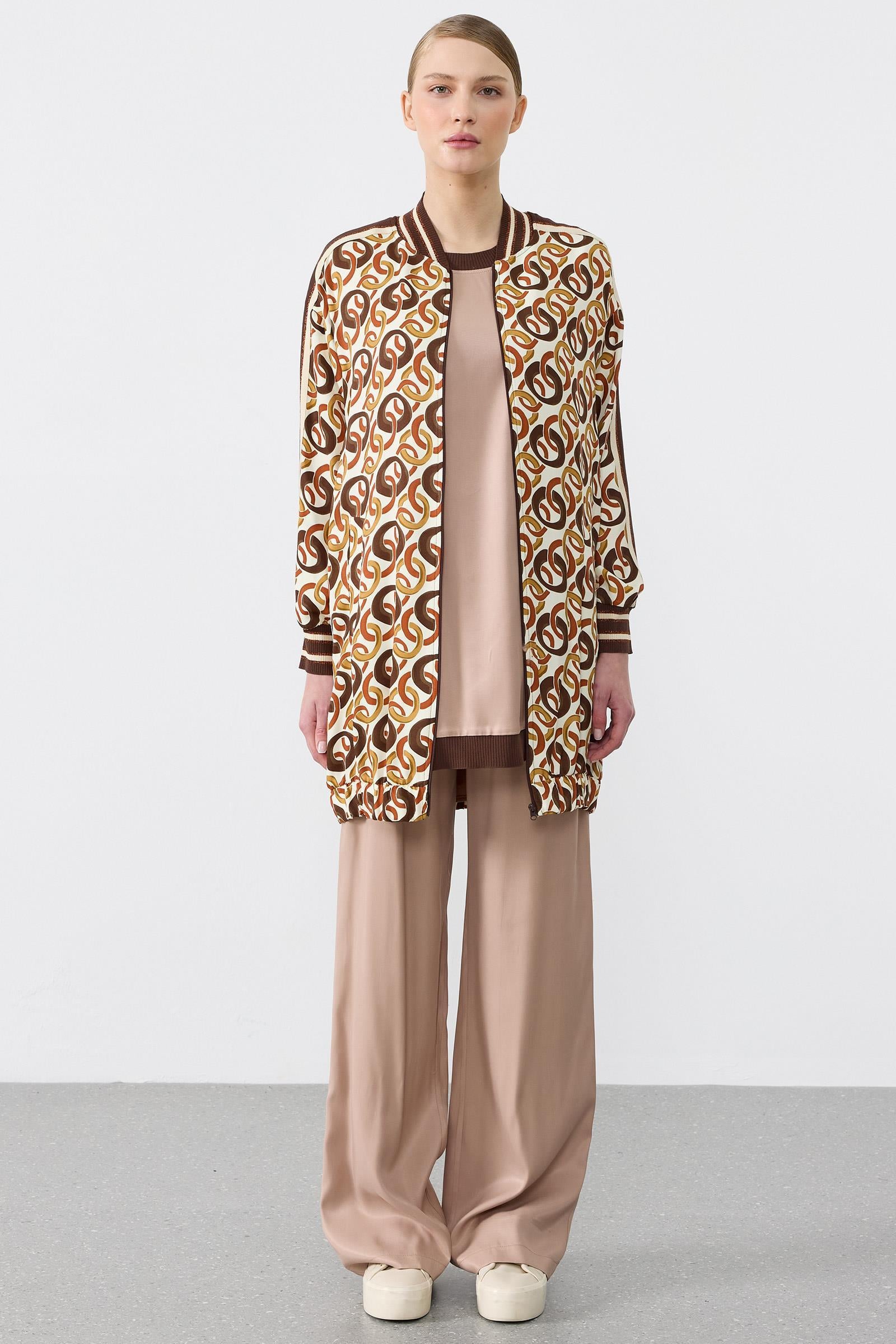 Bomber Yakalı Çizgili Triko Ribanalı 3  Lü Takim CAMEL