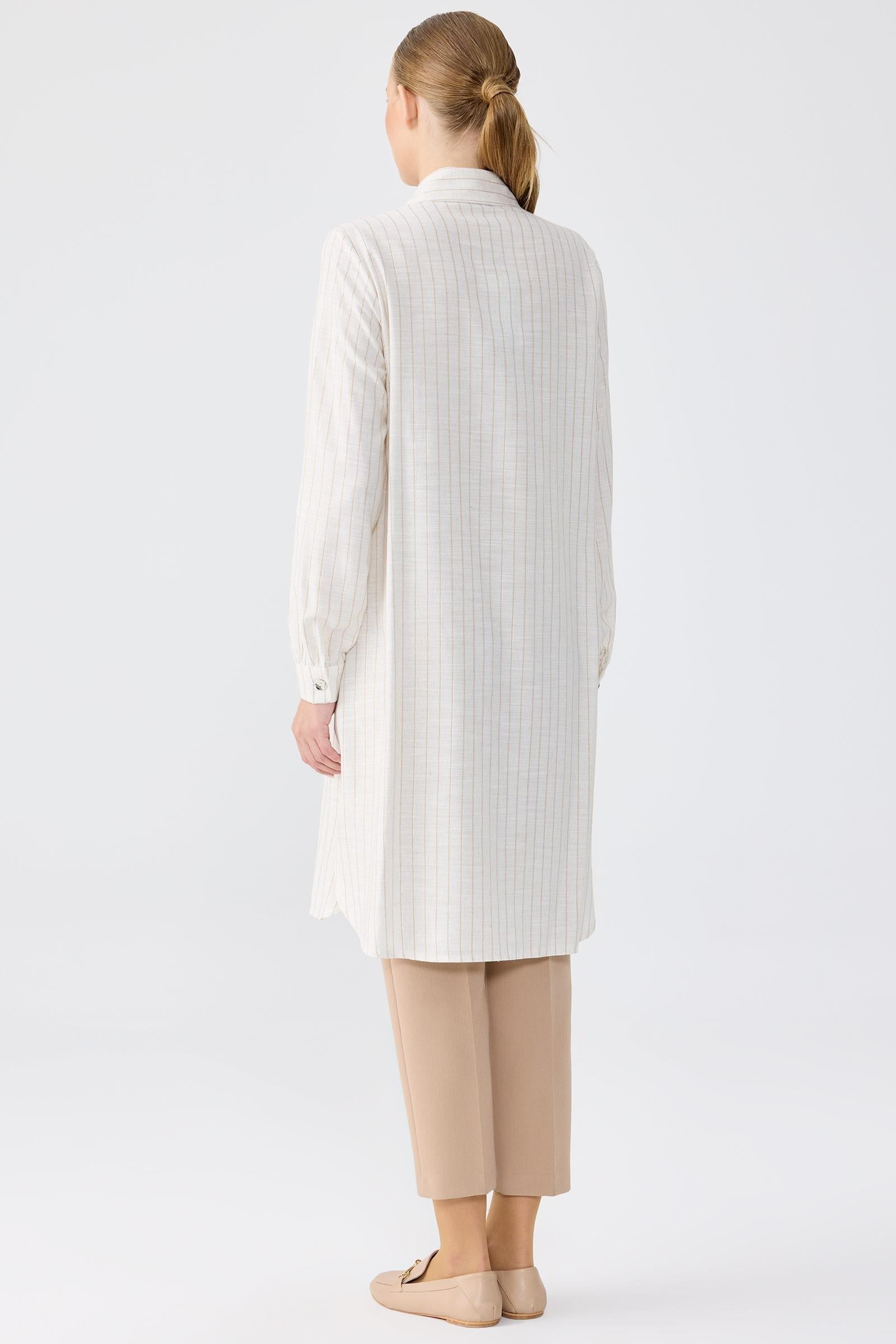 Cebi Çiçek Nakışlı Gömlek BEJ