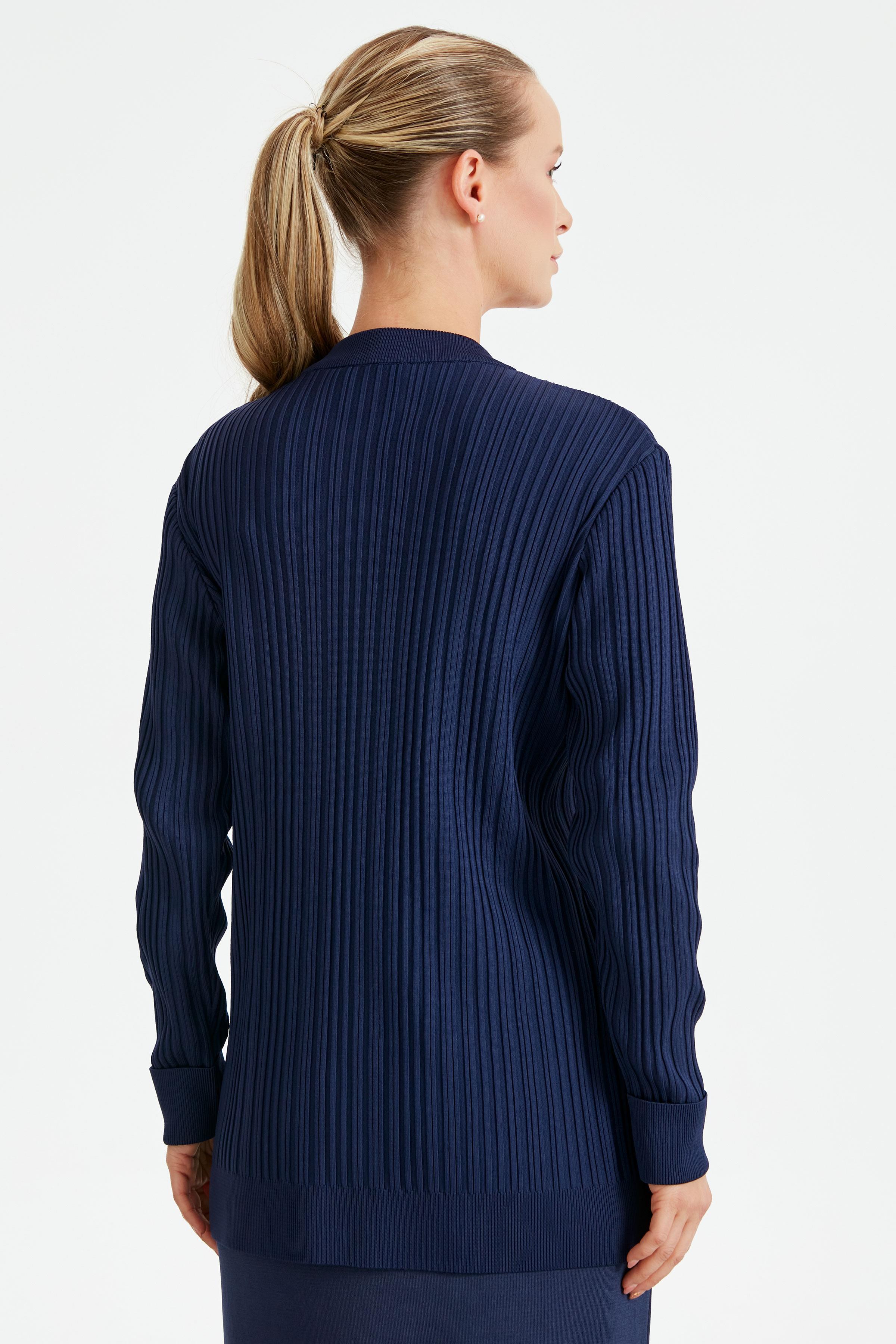 Cep Detaylı Triko Hırka LACİVERT