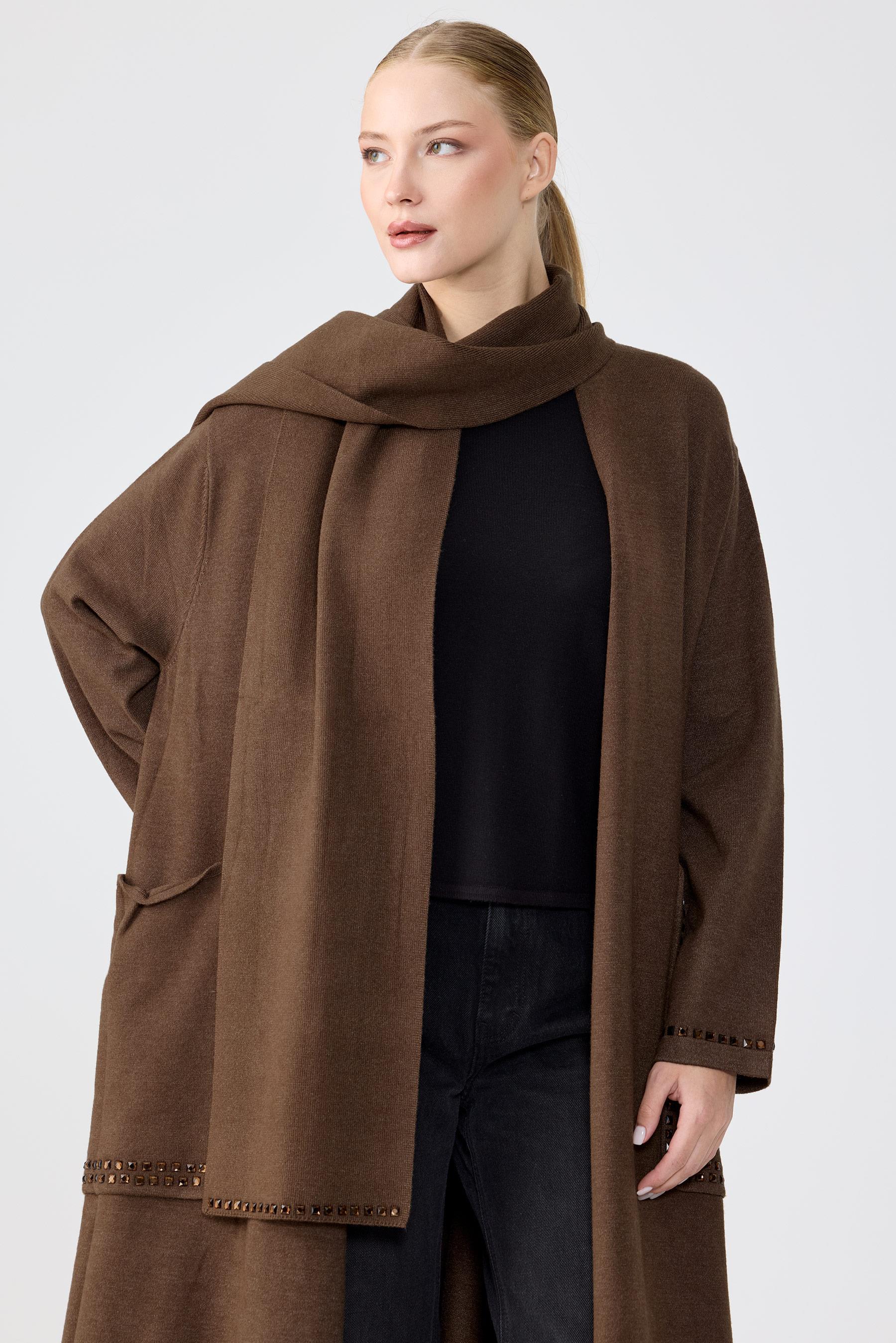 Cepleri Taş İşlemeli  Hırka KAHVE