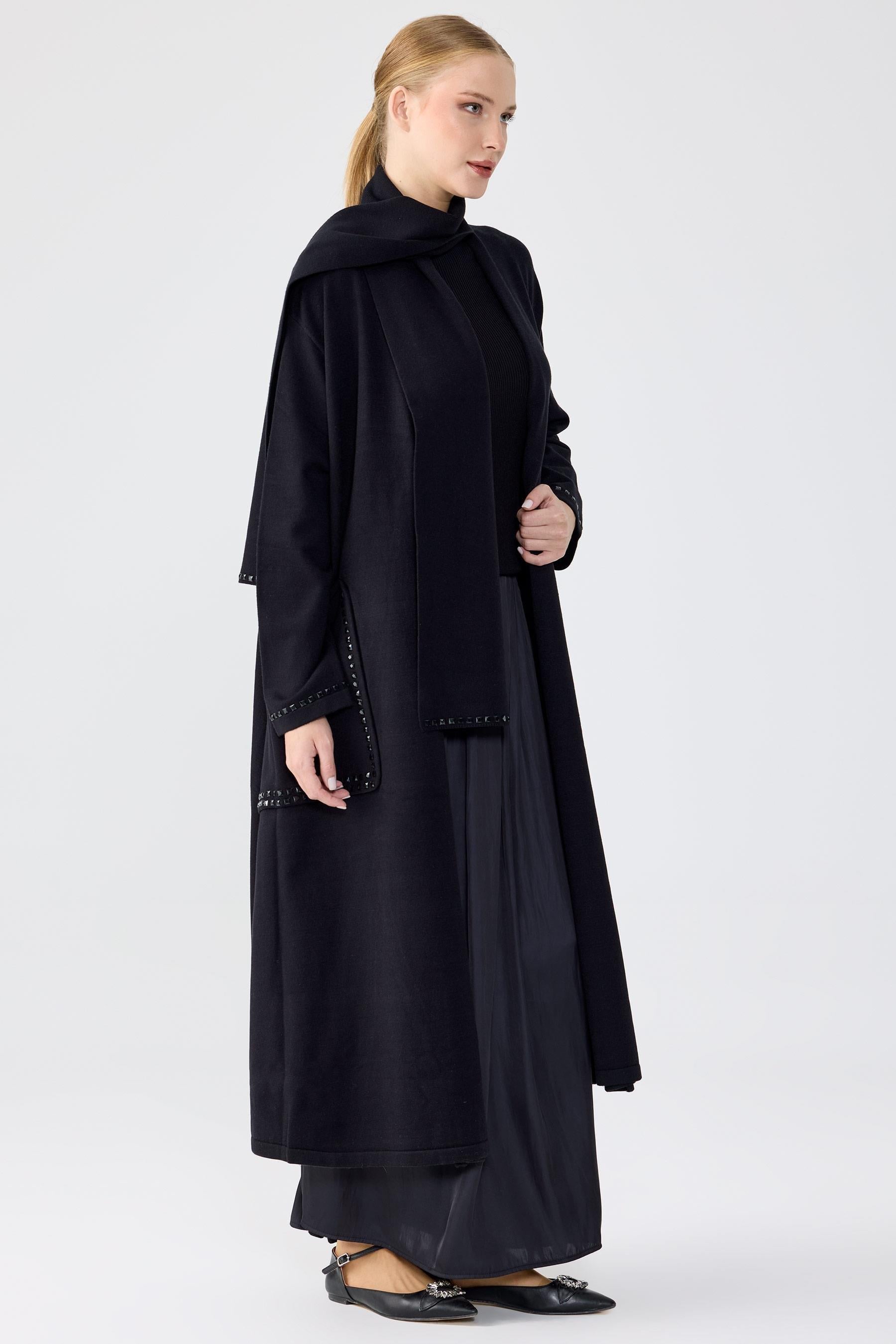 Cepleri Taş İşlemeli  Hırka SİYAH