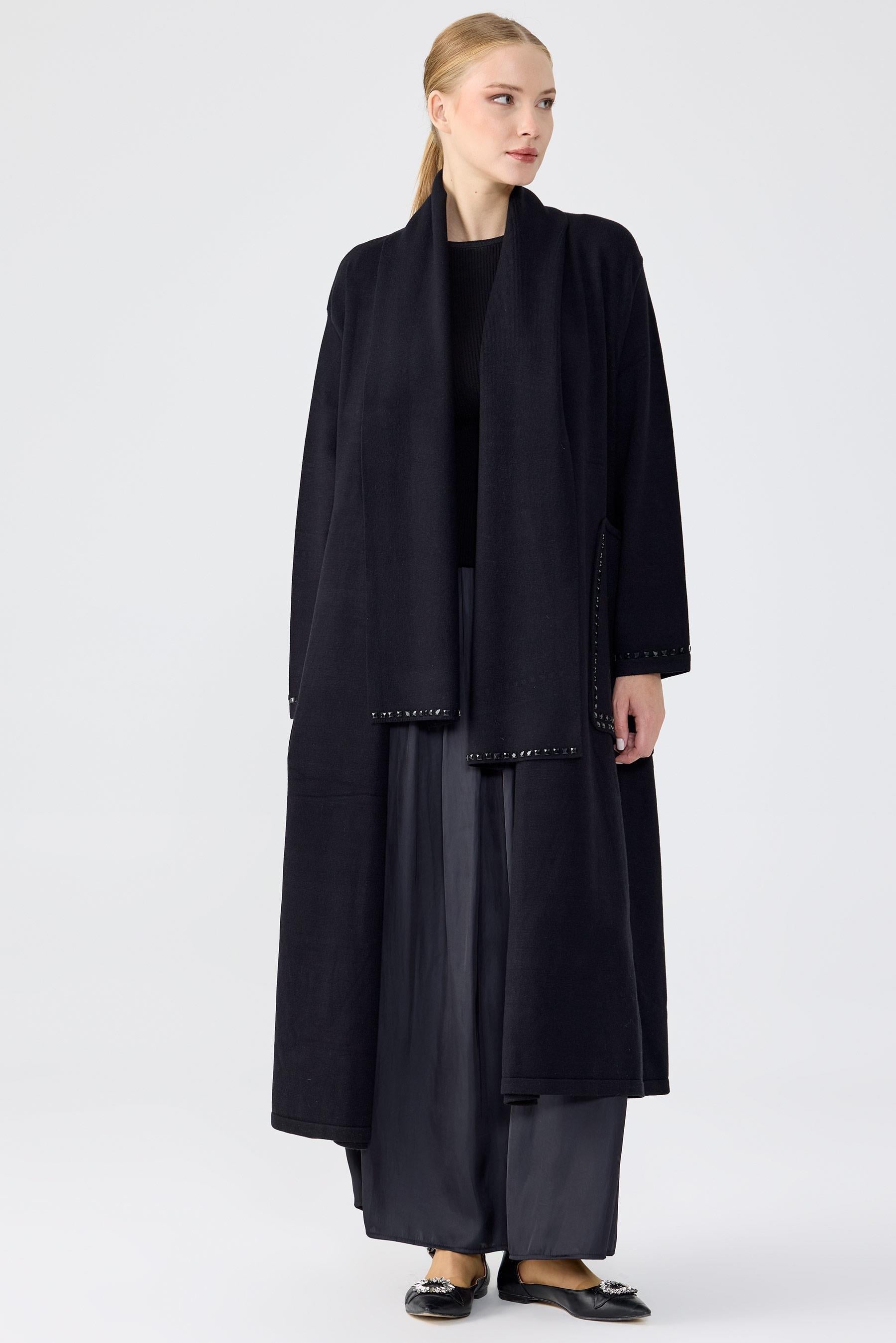 Cepleri Taş İşlemeli  Hırka SİYAH