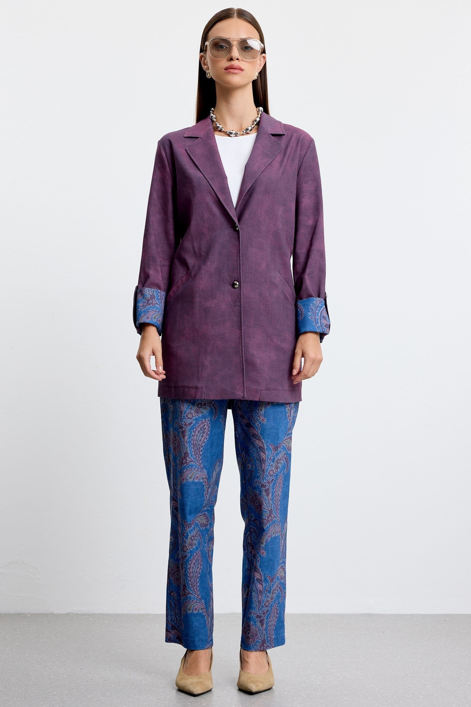 Denim Kombinli Pantolonlu Takım BORDO