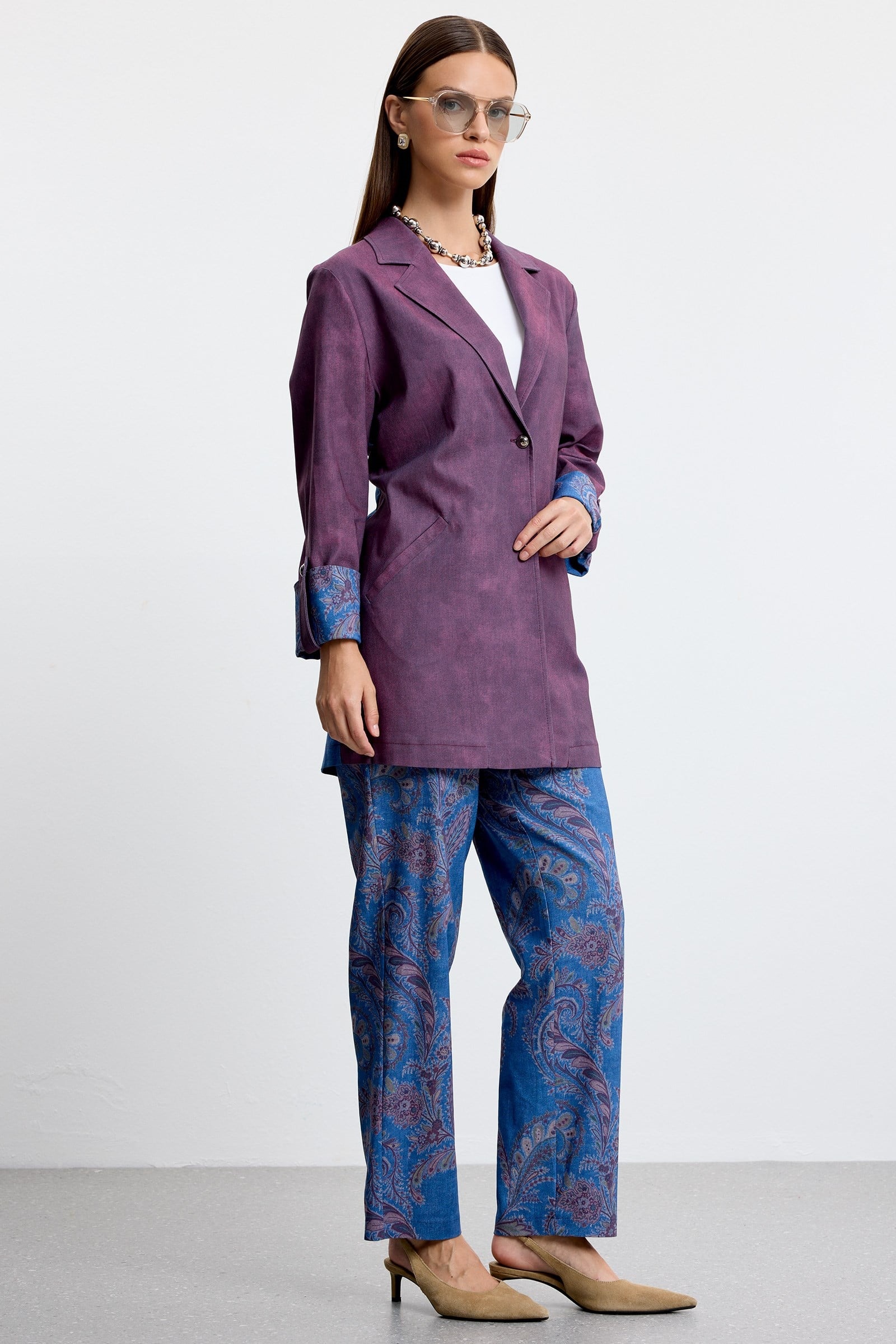 Denim Kombinli Pantolonlu Takım BORDO
