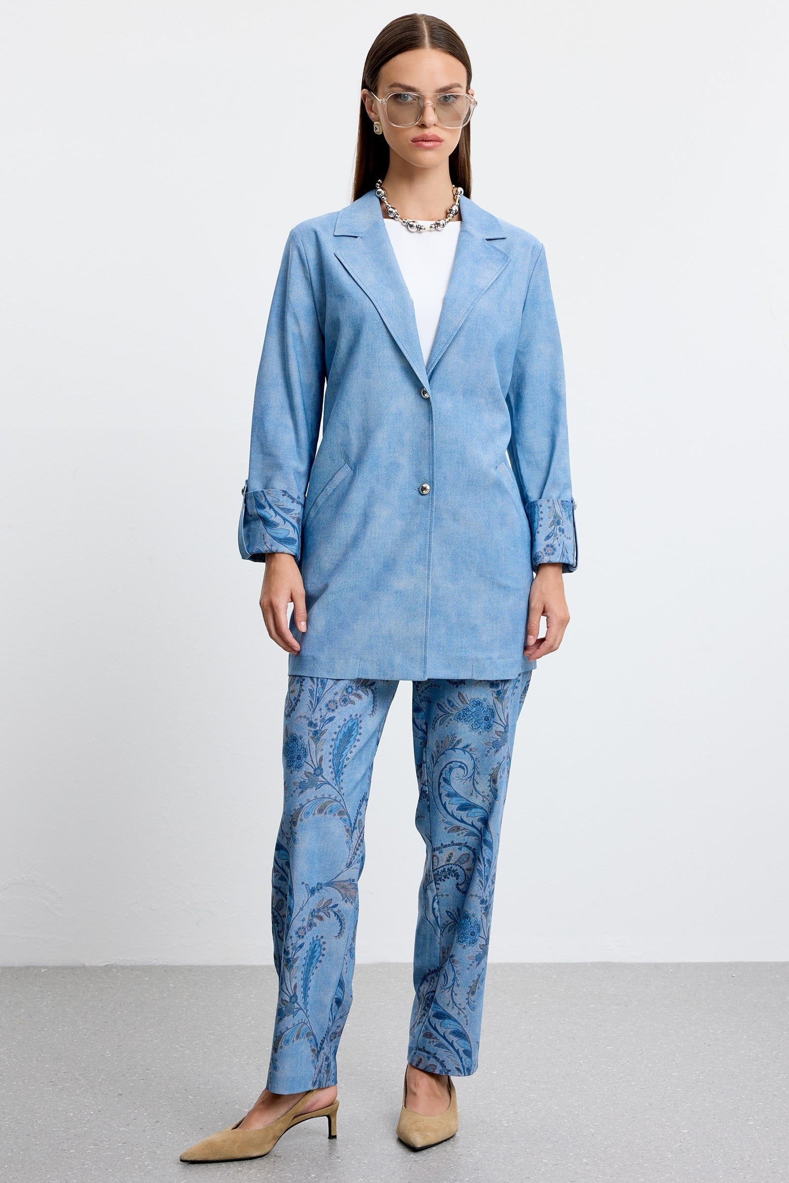 Denim Kombinli Pantolonlu Takım LACİVERT