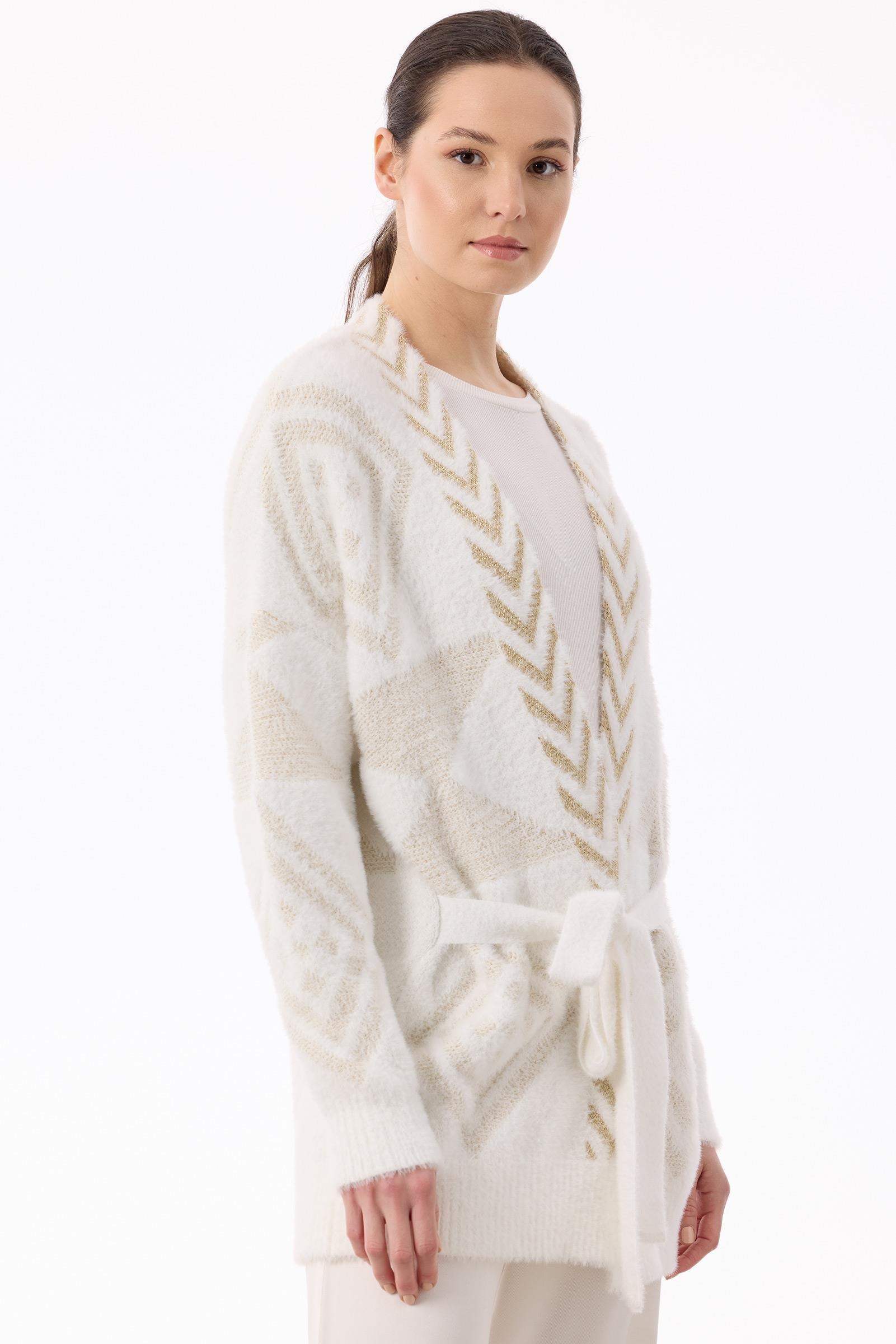 Desen Detaylı Hırka EKRU-GOLD