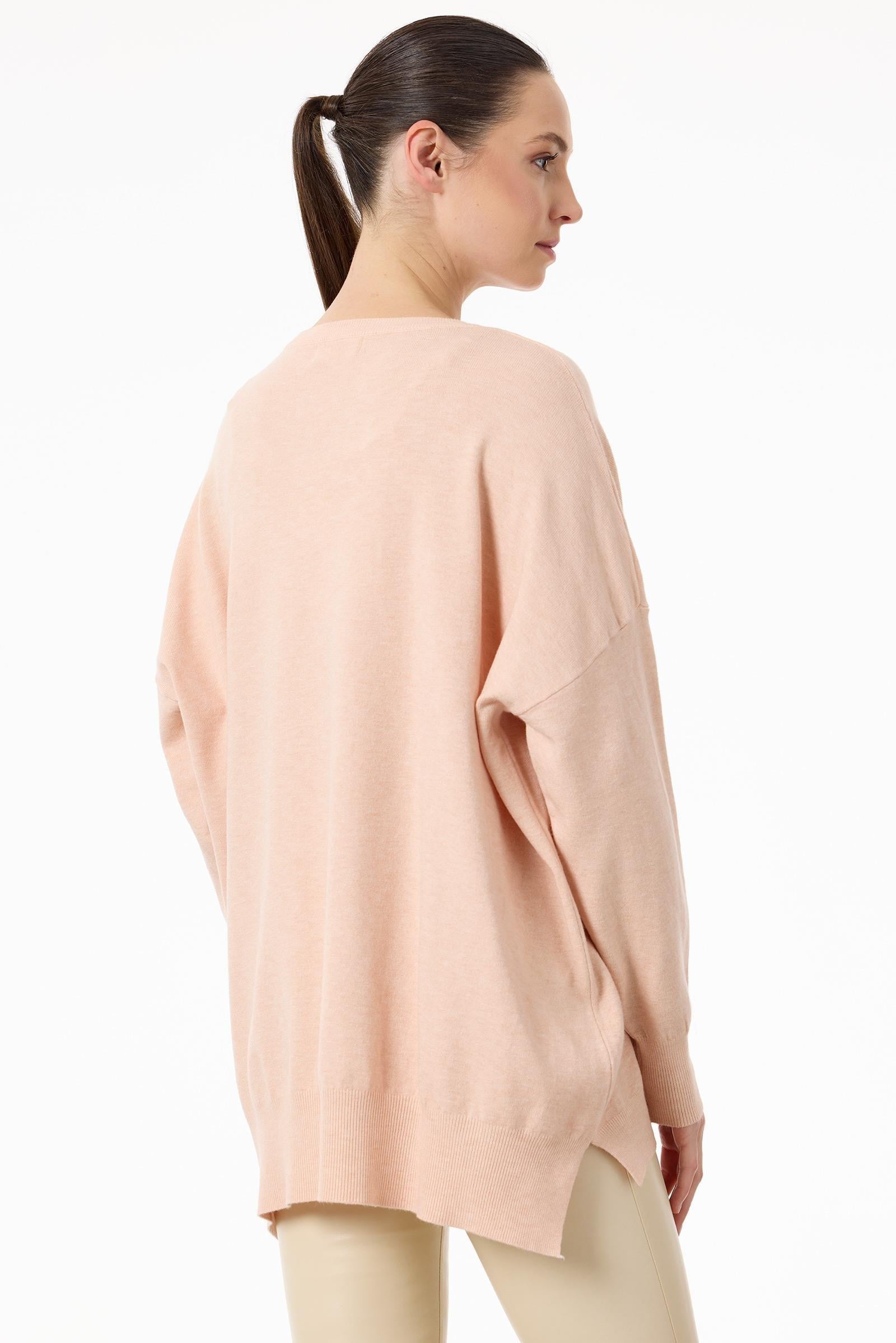 Dikine Şerit Payetli Triko Tunik PEMBE