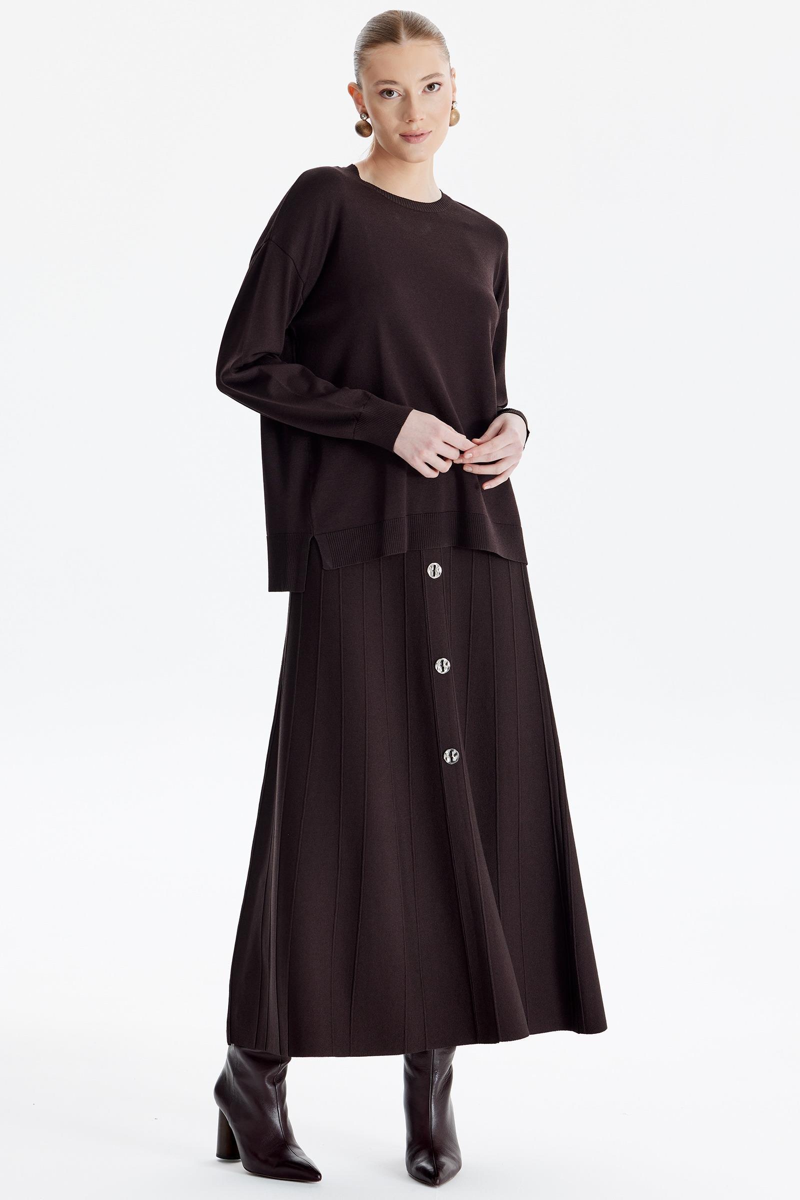Eteği Düğmeli Rayon Takım ACI KAHVE