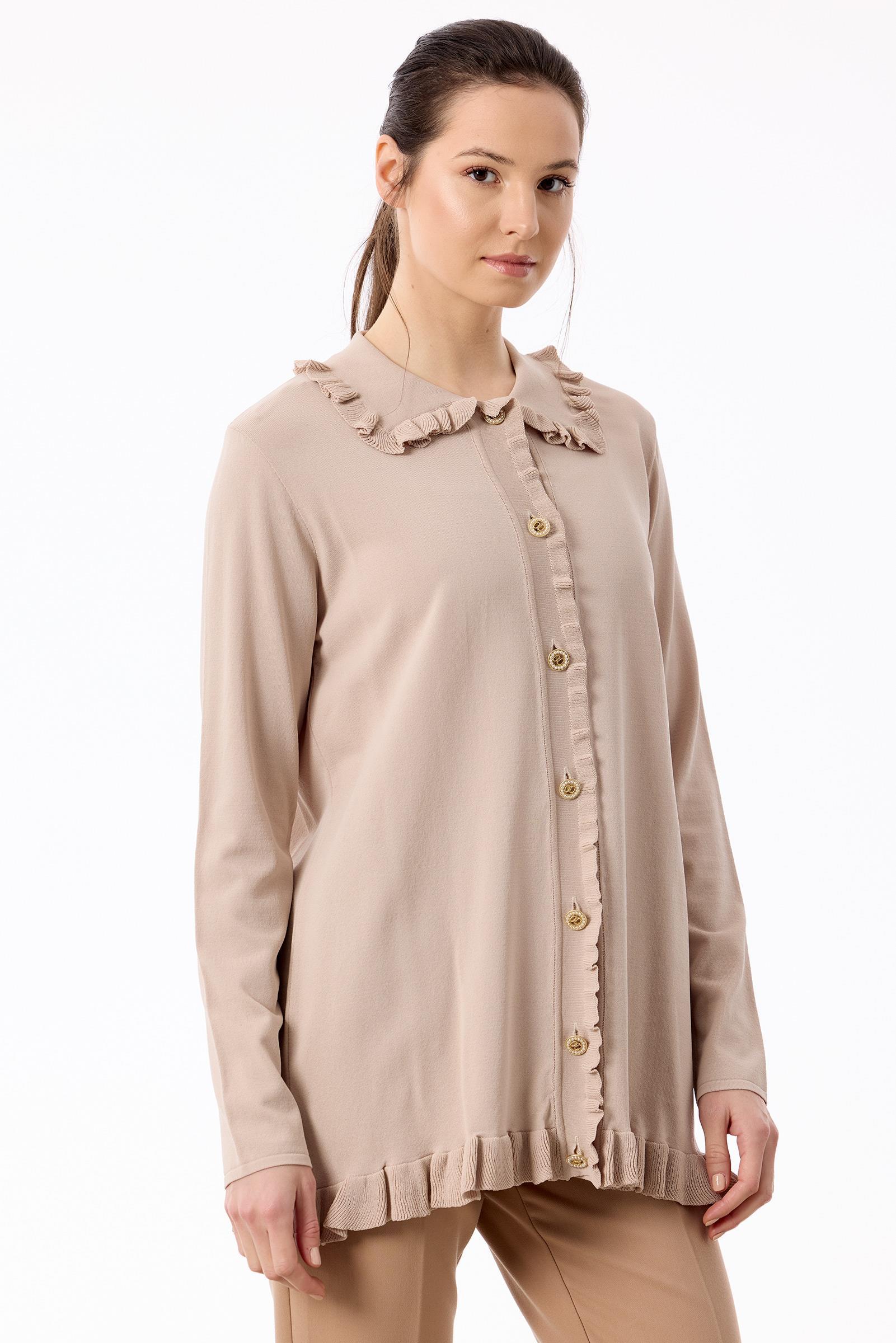 Fırfır Detaylı Rayon Hırka BEJ