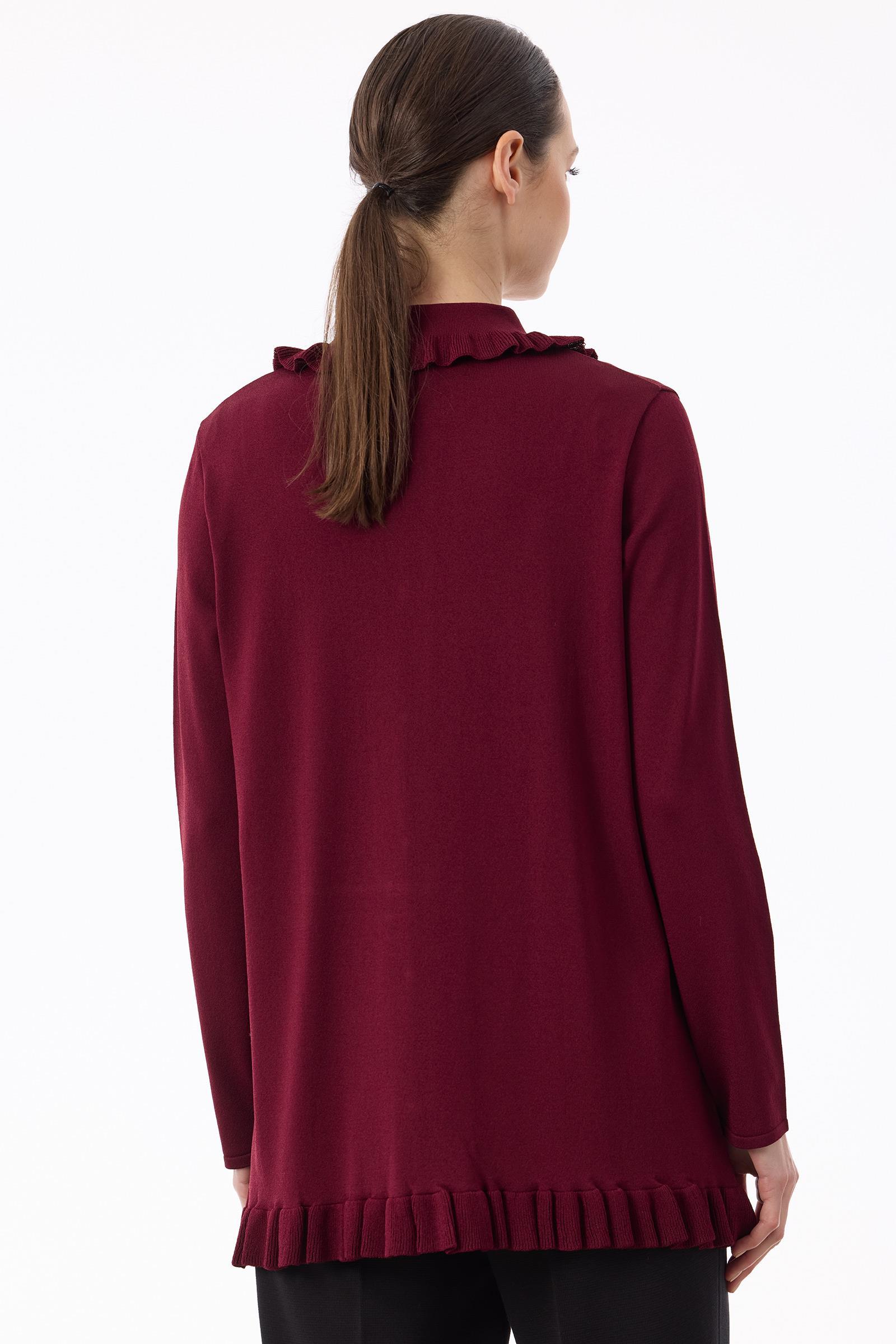 Fırfır Detaylı Rayon Hırka BORDO