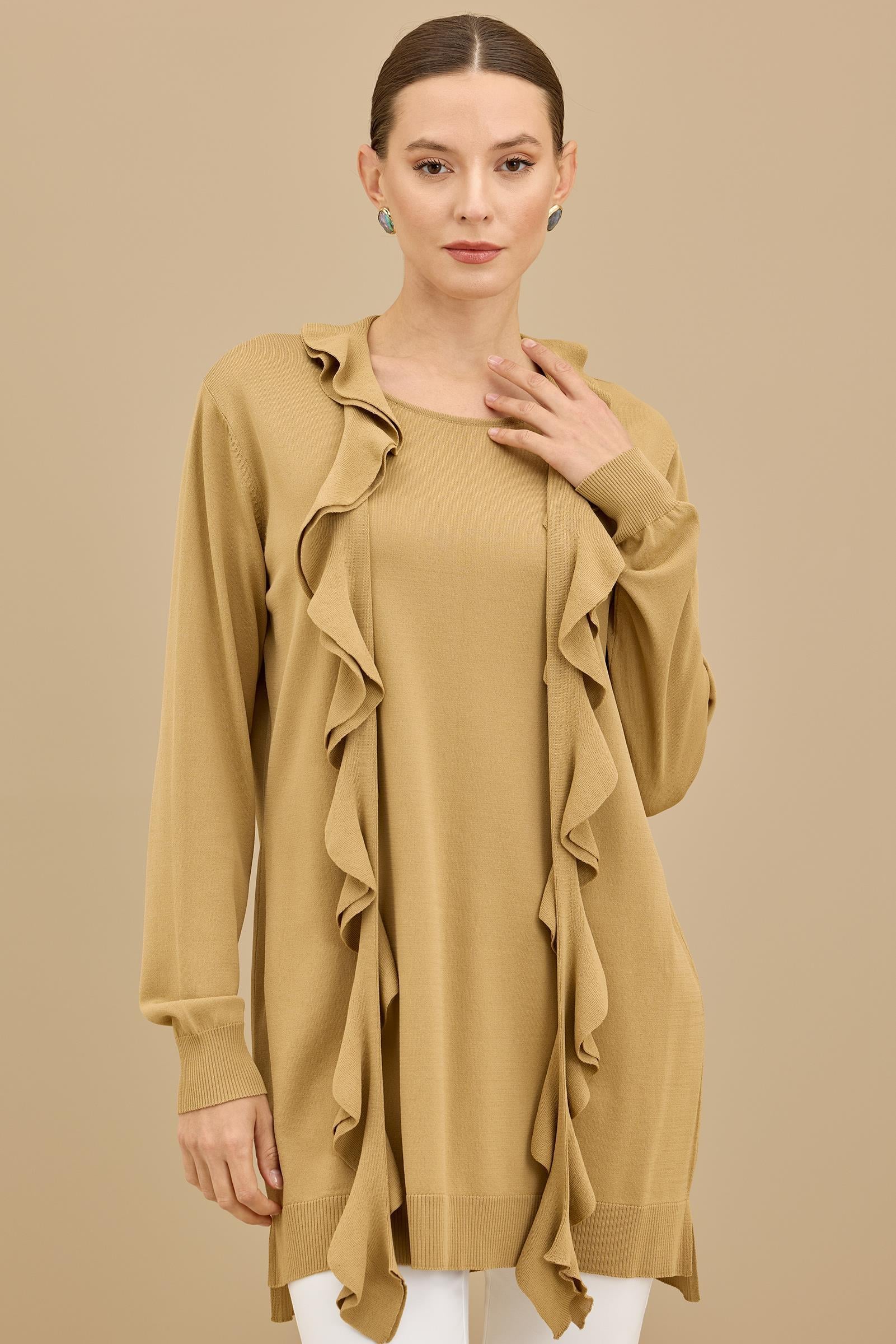 Fular Detaylı Rayon Tunik CAMEL