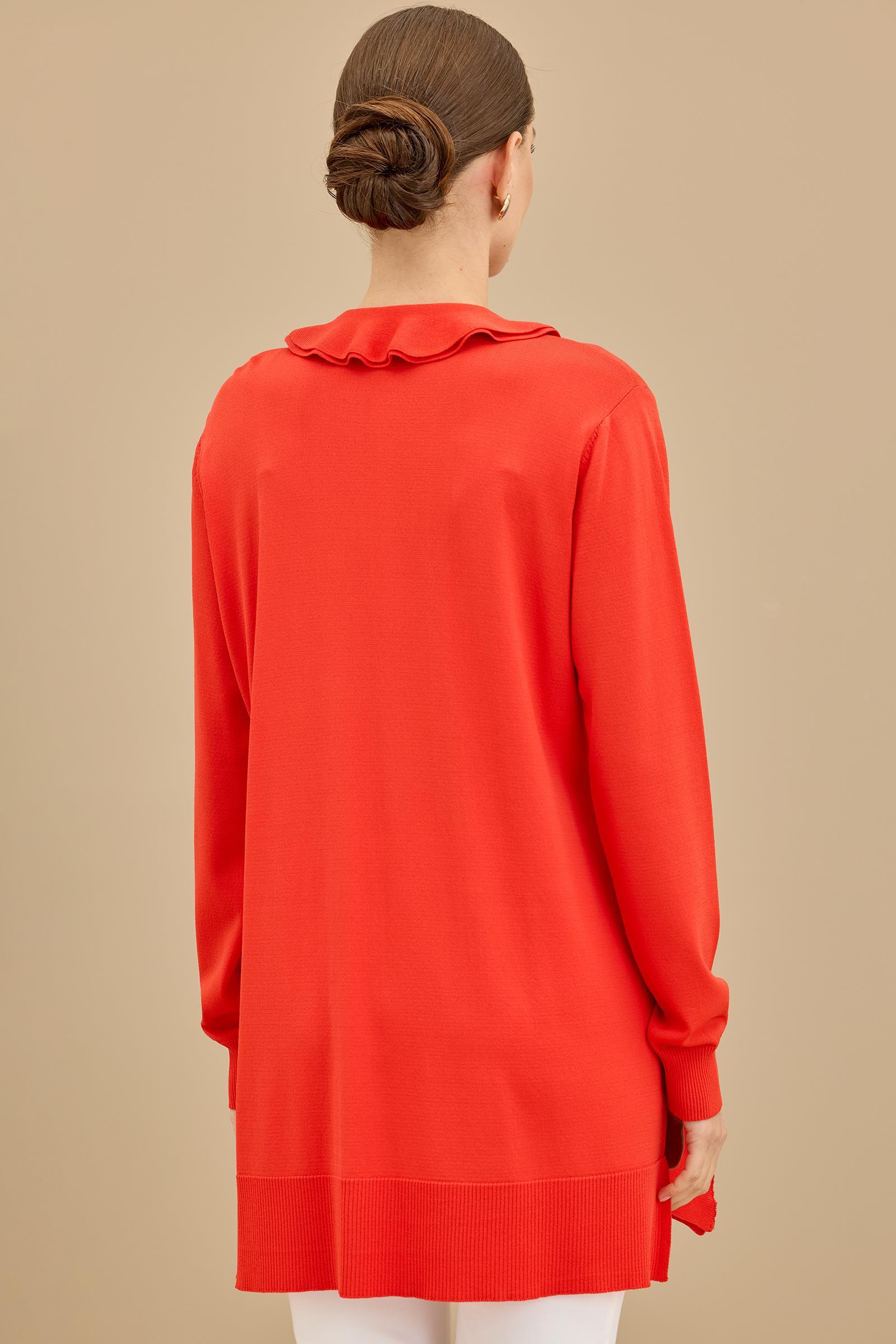 Fular Detaylı Rayon Tunik KIRMIZI