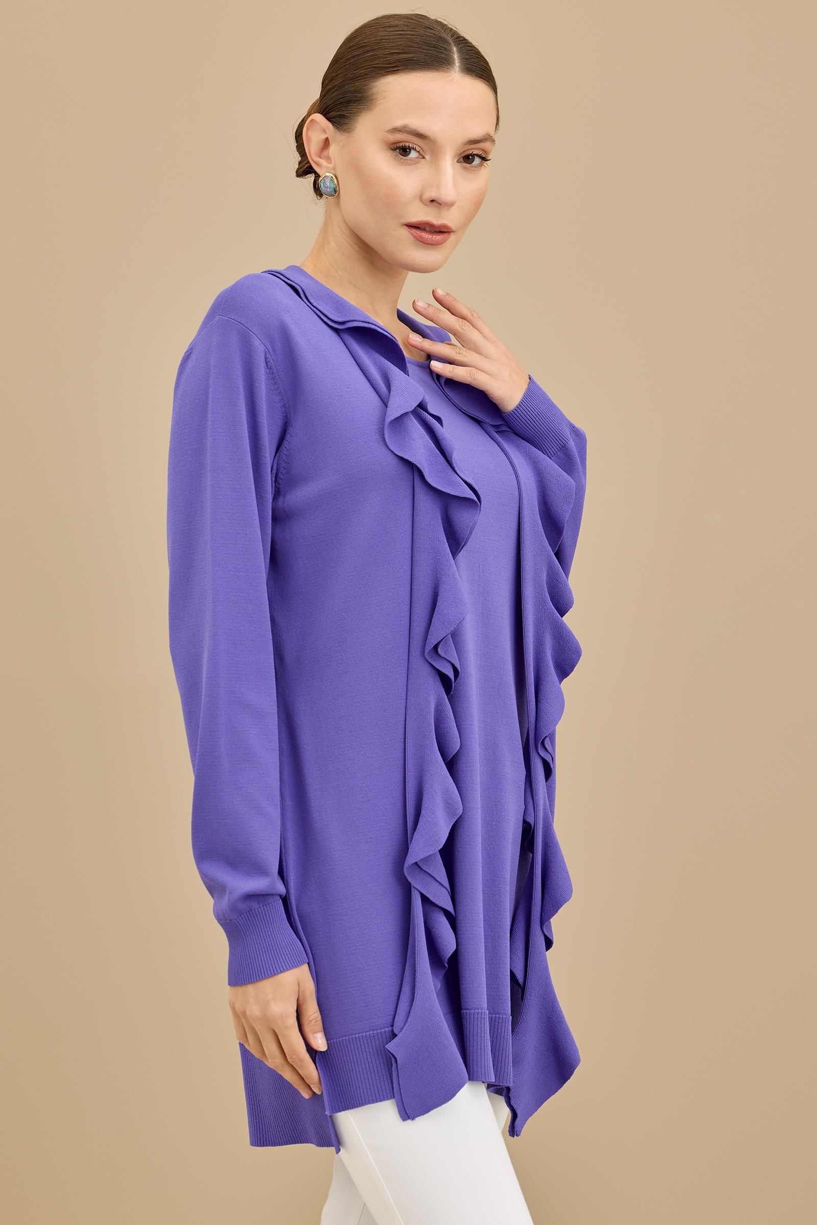 Fular Detaylı Rayon Tunik LİLA