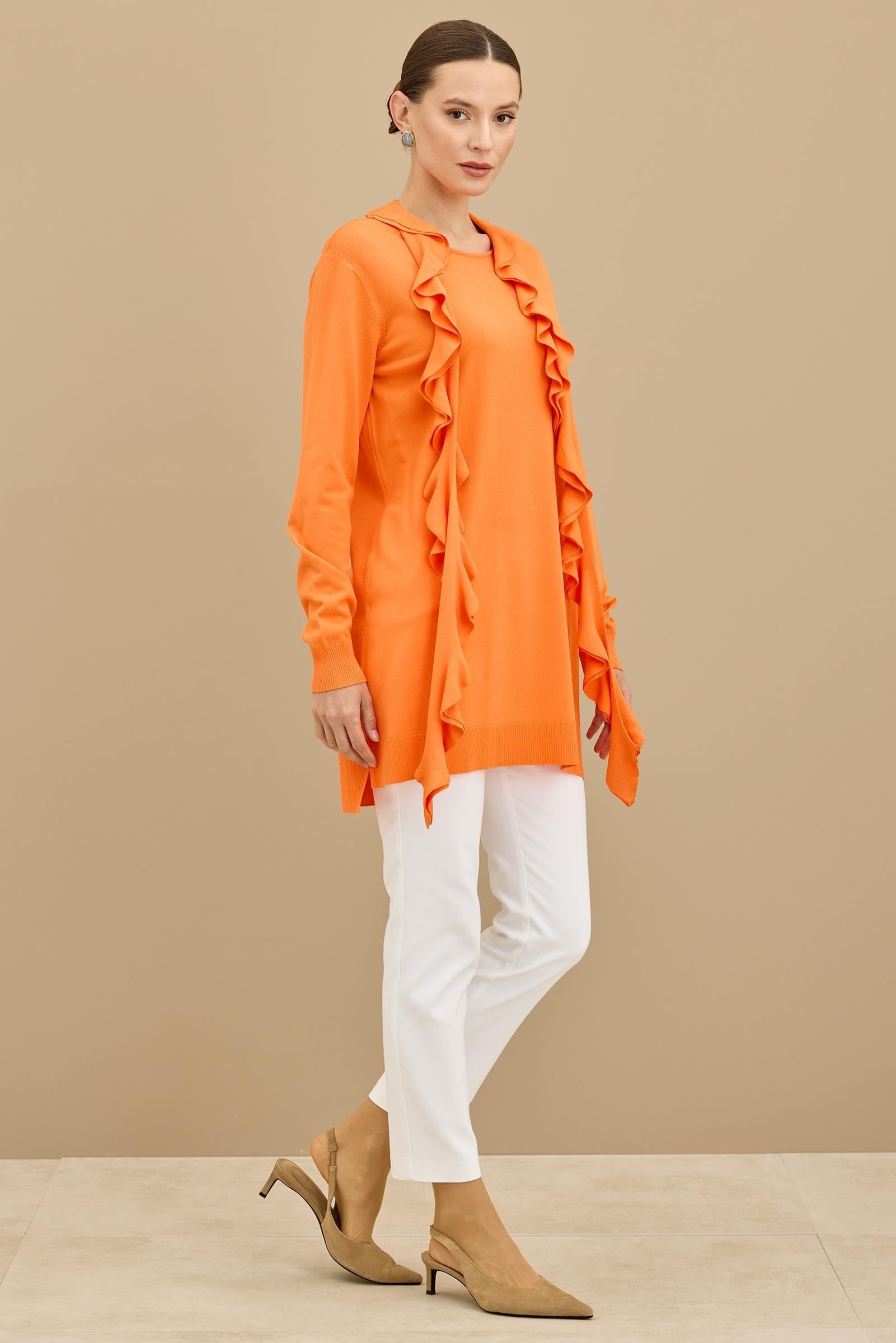 Fular Detaylı Rayon Tunik ORANJ