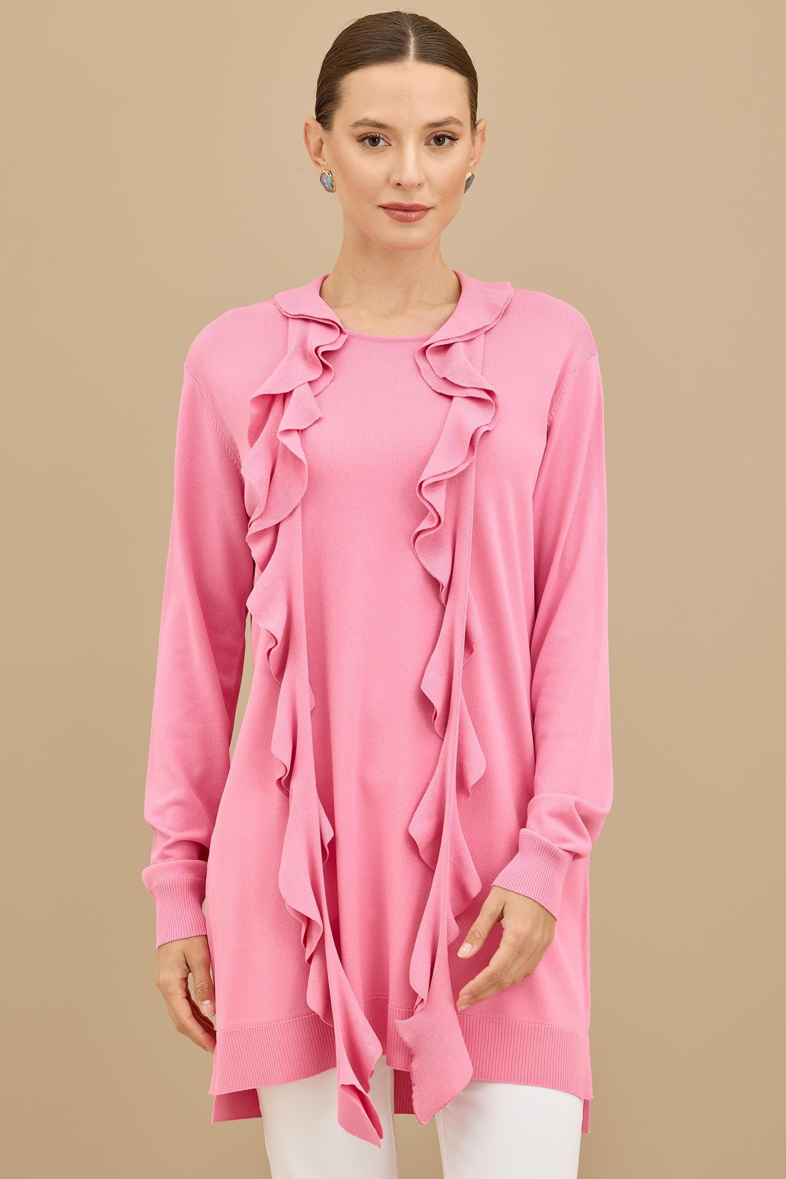 Fular Detaylı Rayon Tunik PEMBE