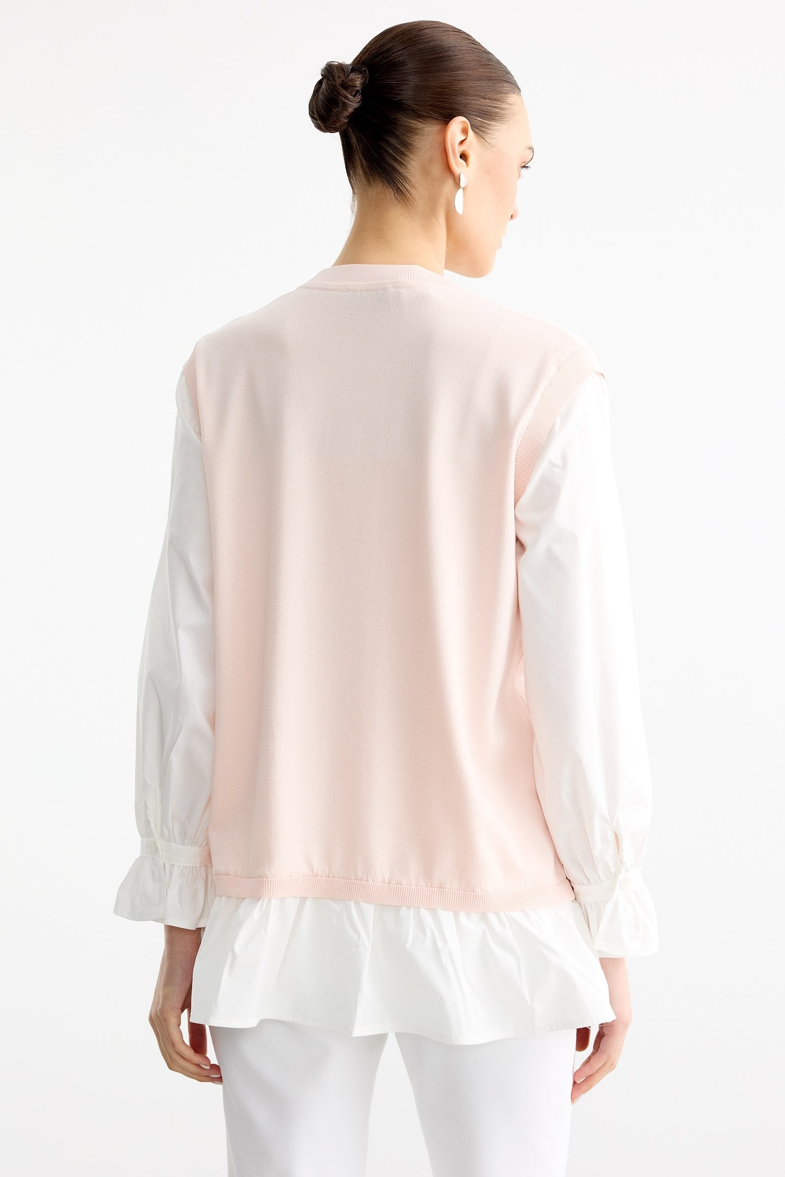 Gömlek Görünümlü Metal Broş Detaylı Rayon Tunik PEMBE