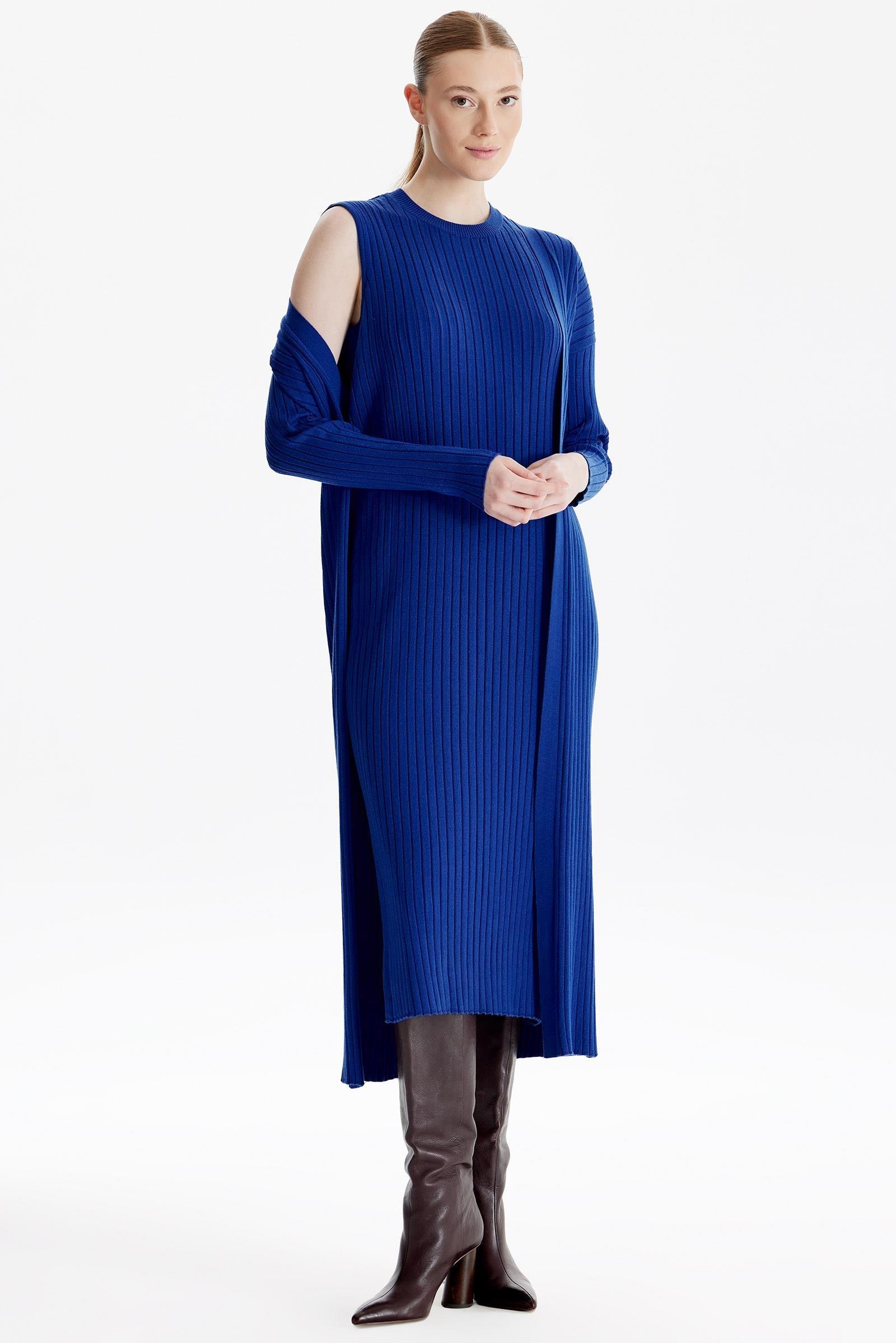 HIRKA KOMBİNLİ TRİKO ELBİSE SAKS