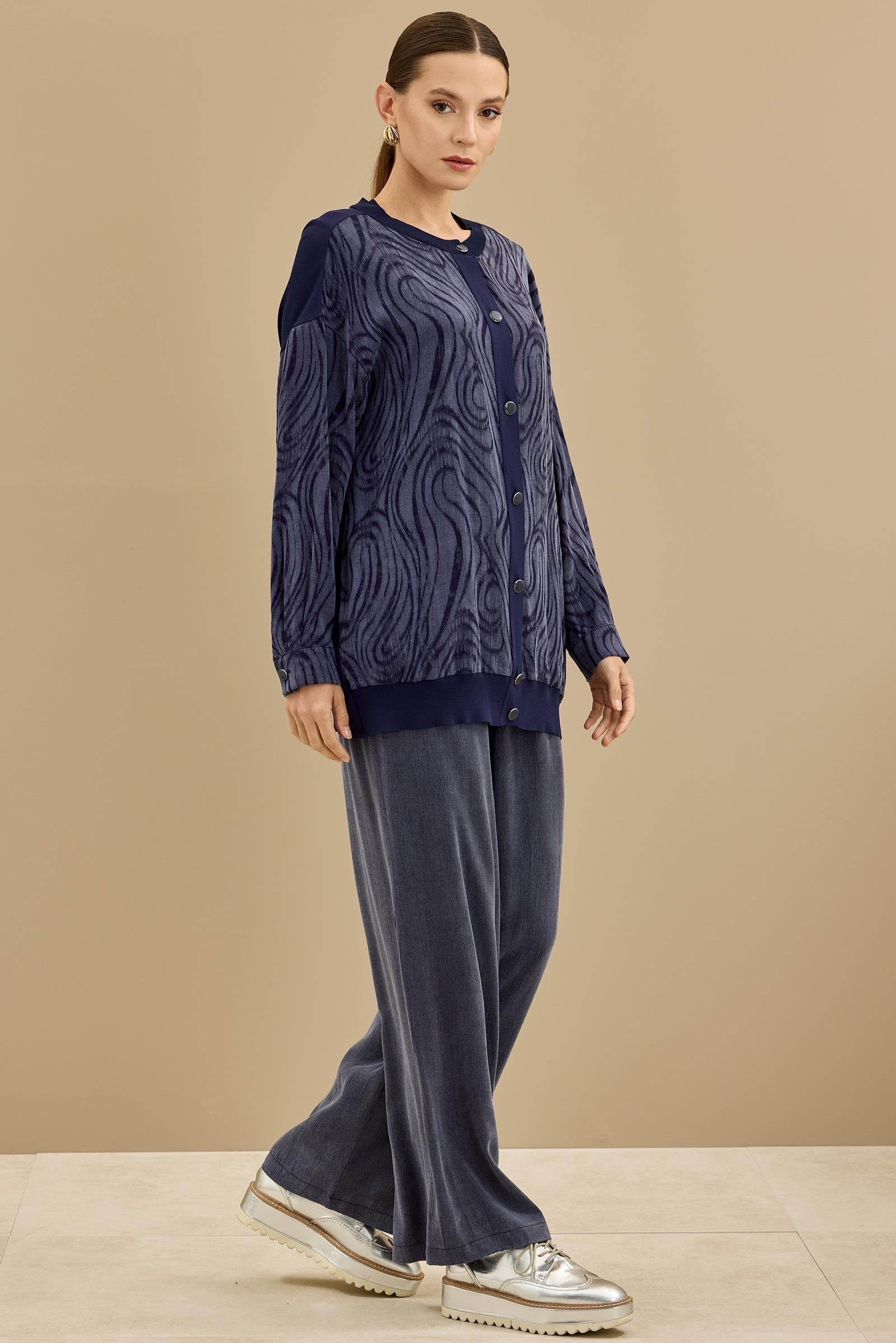 İçi Kolsuz Bluzlu Pantolonlu 3lü Set LACİVERT