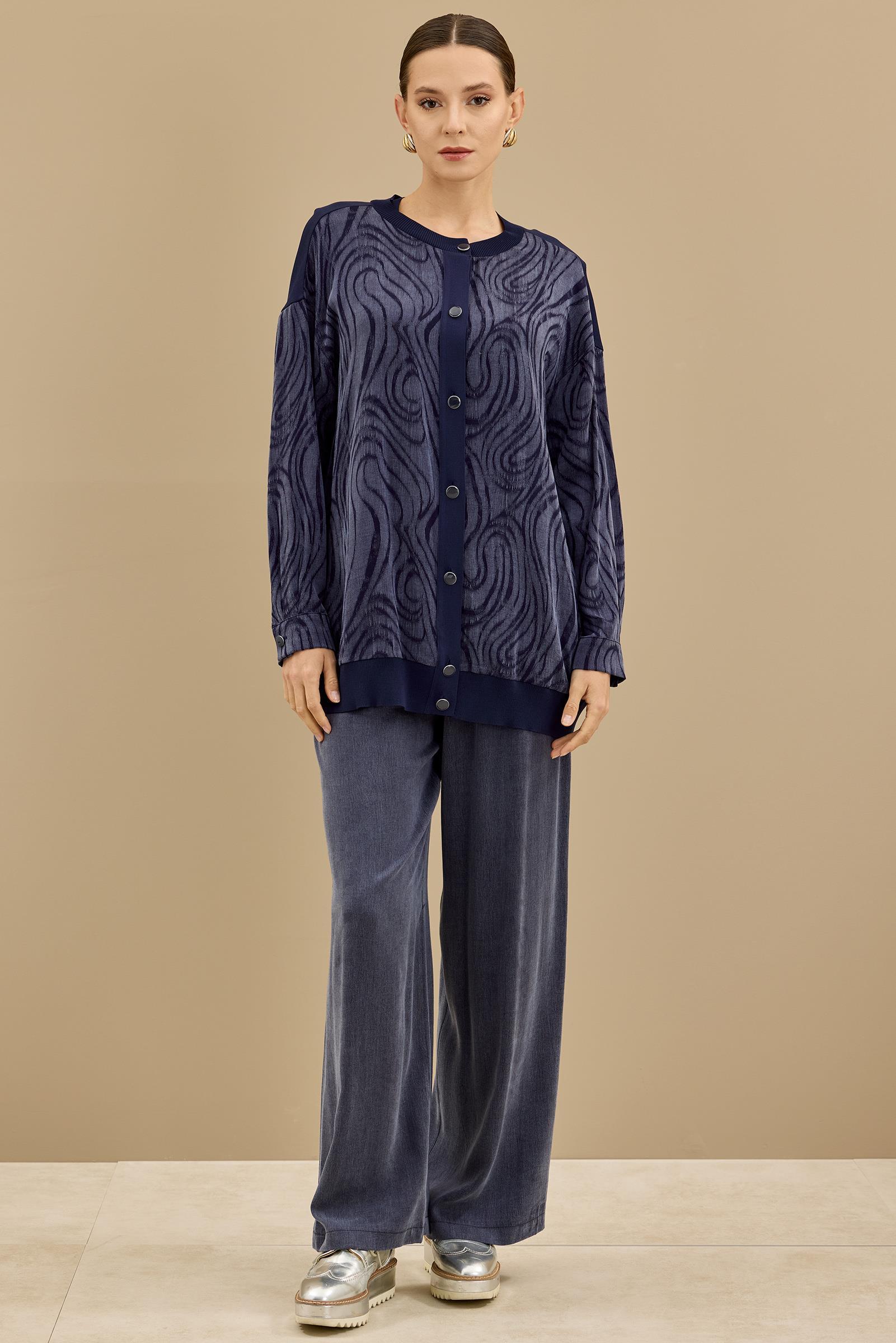 İçi Kolsuz Bluzlu Pantolonlu 3lü Set LACİVERT