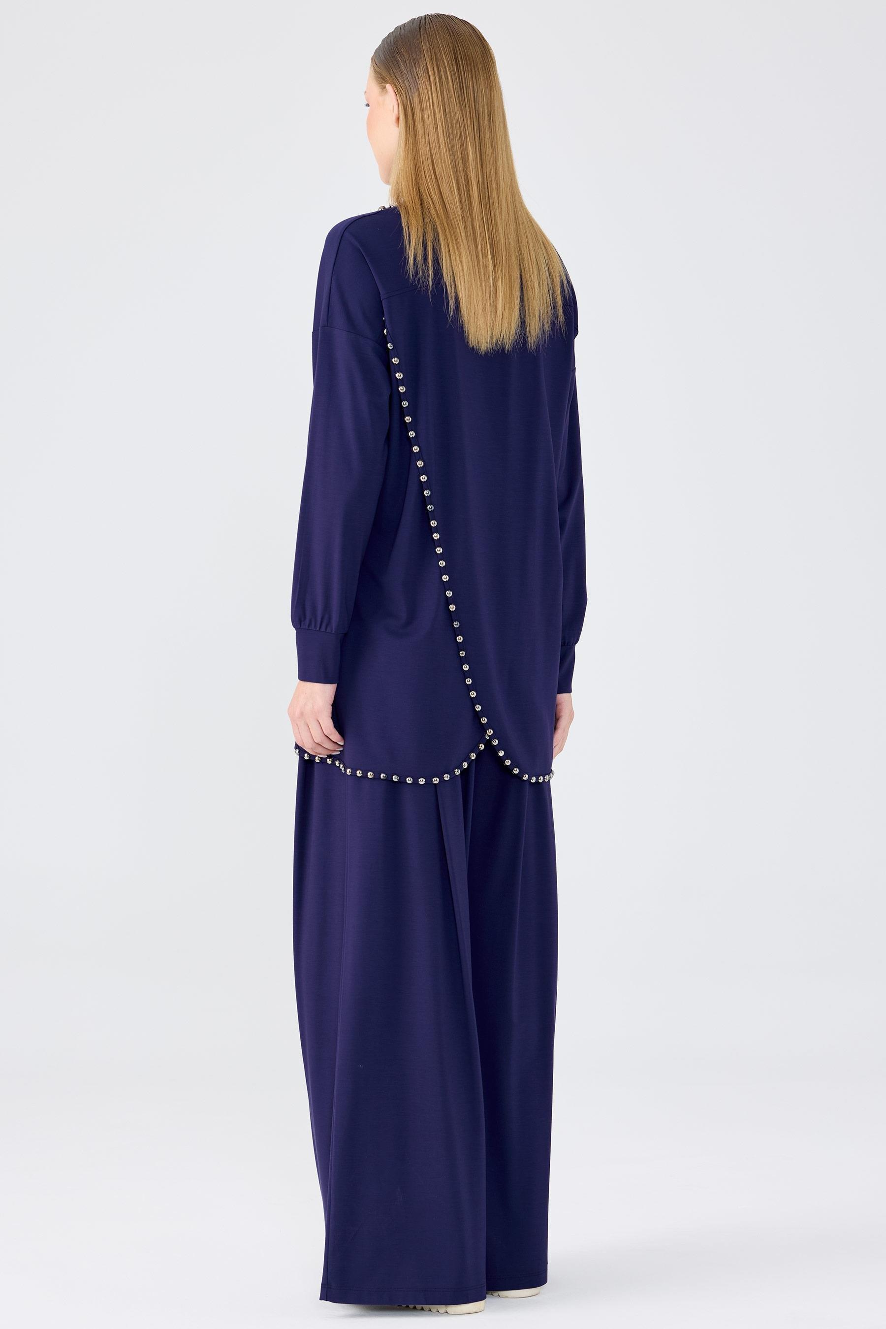 İnci Detaylı Tunik Pantolon Takım LACİVERT