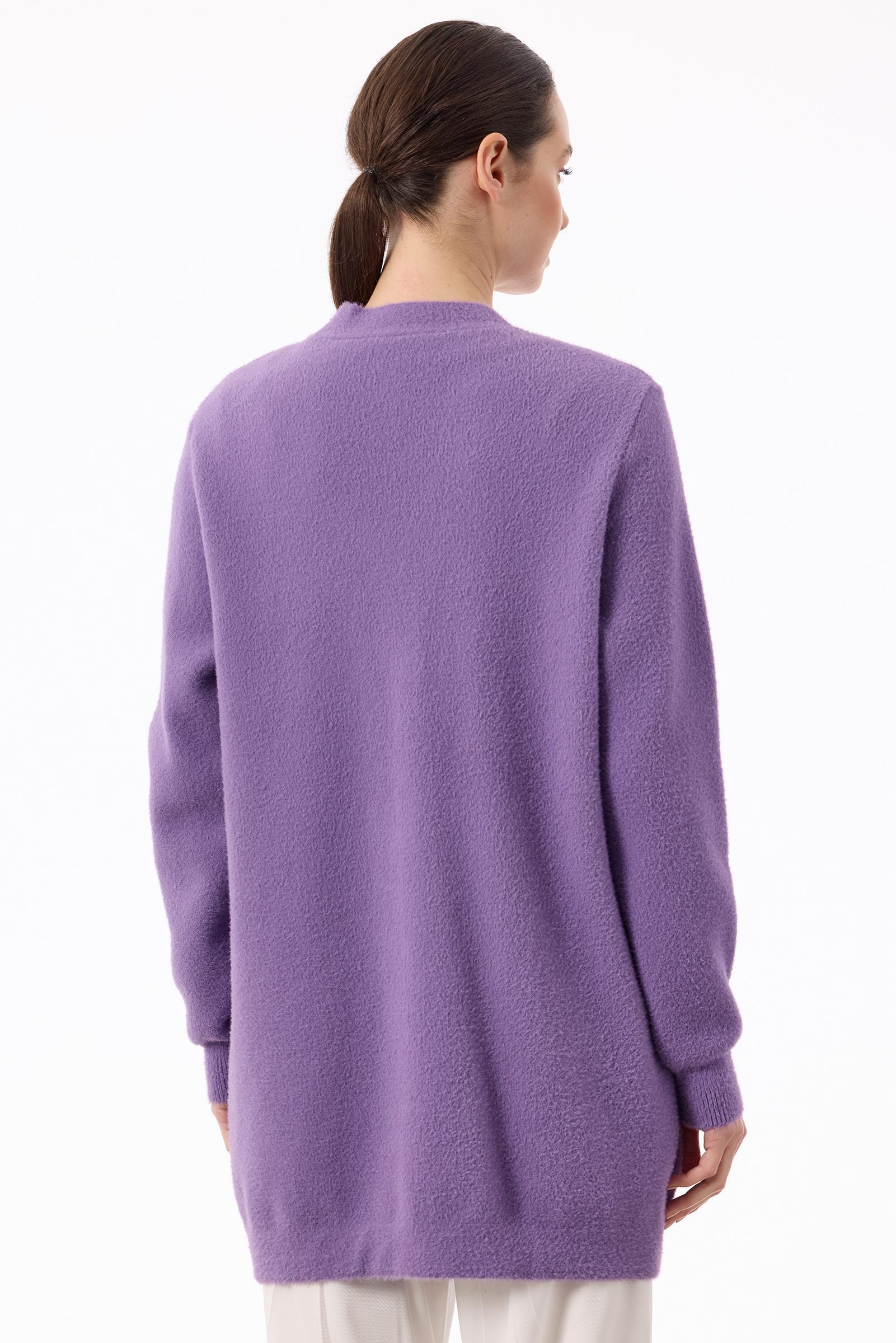 İnci Düğmeli Triko Hırka LİLA