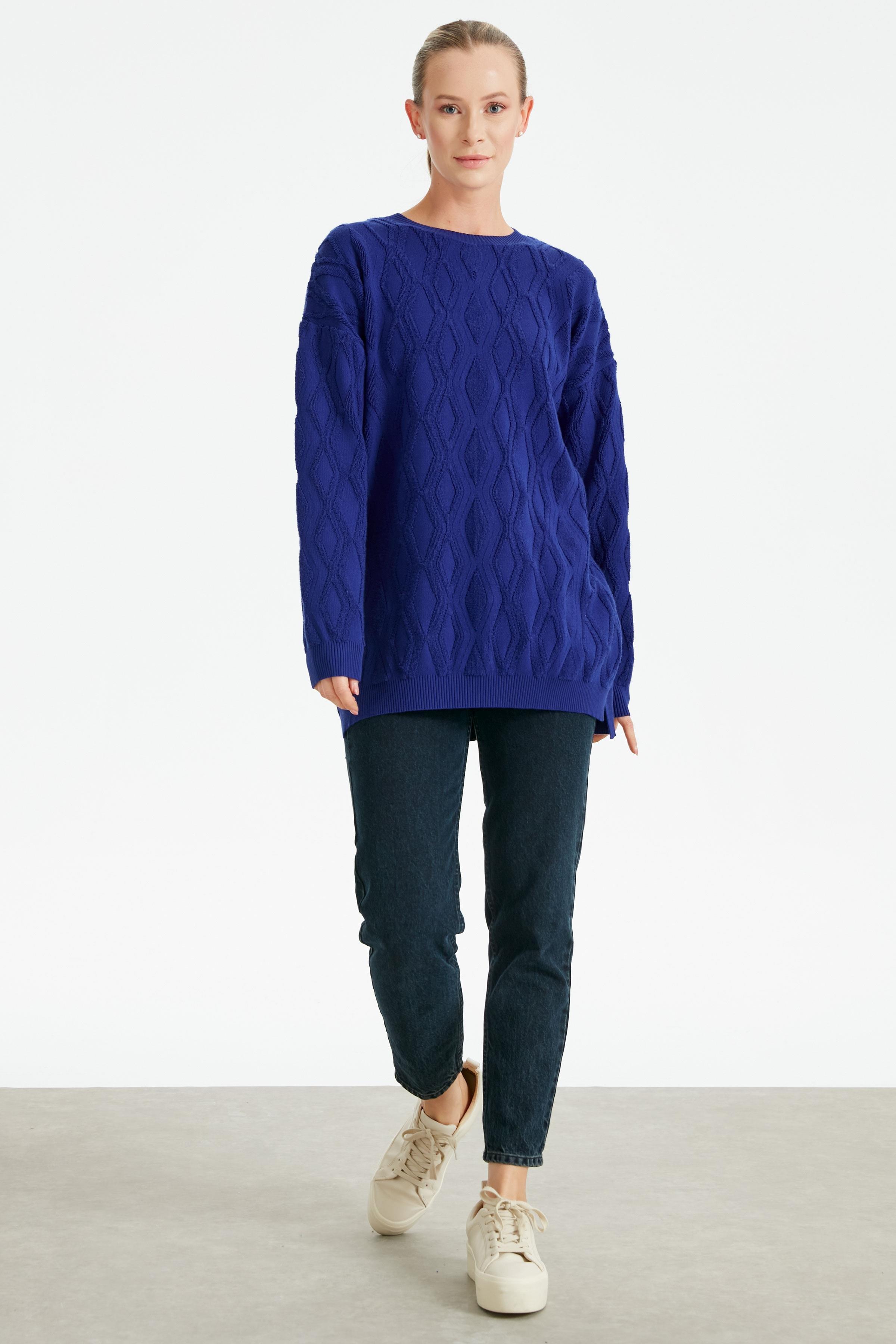 Kapartma Desenli Triko Tunik SAKS