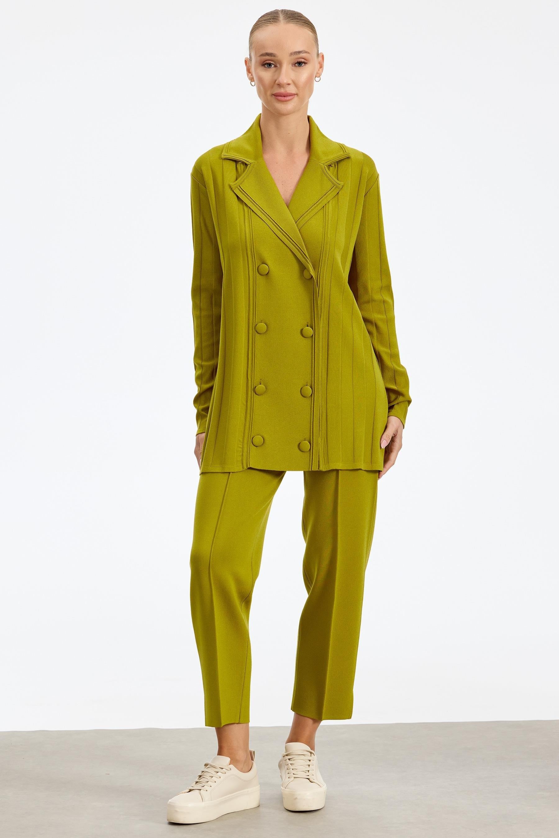 Kruvaze Düğmeli Rayon Takım ASİT