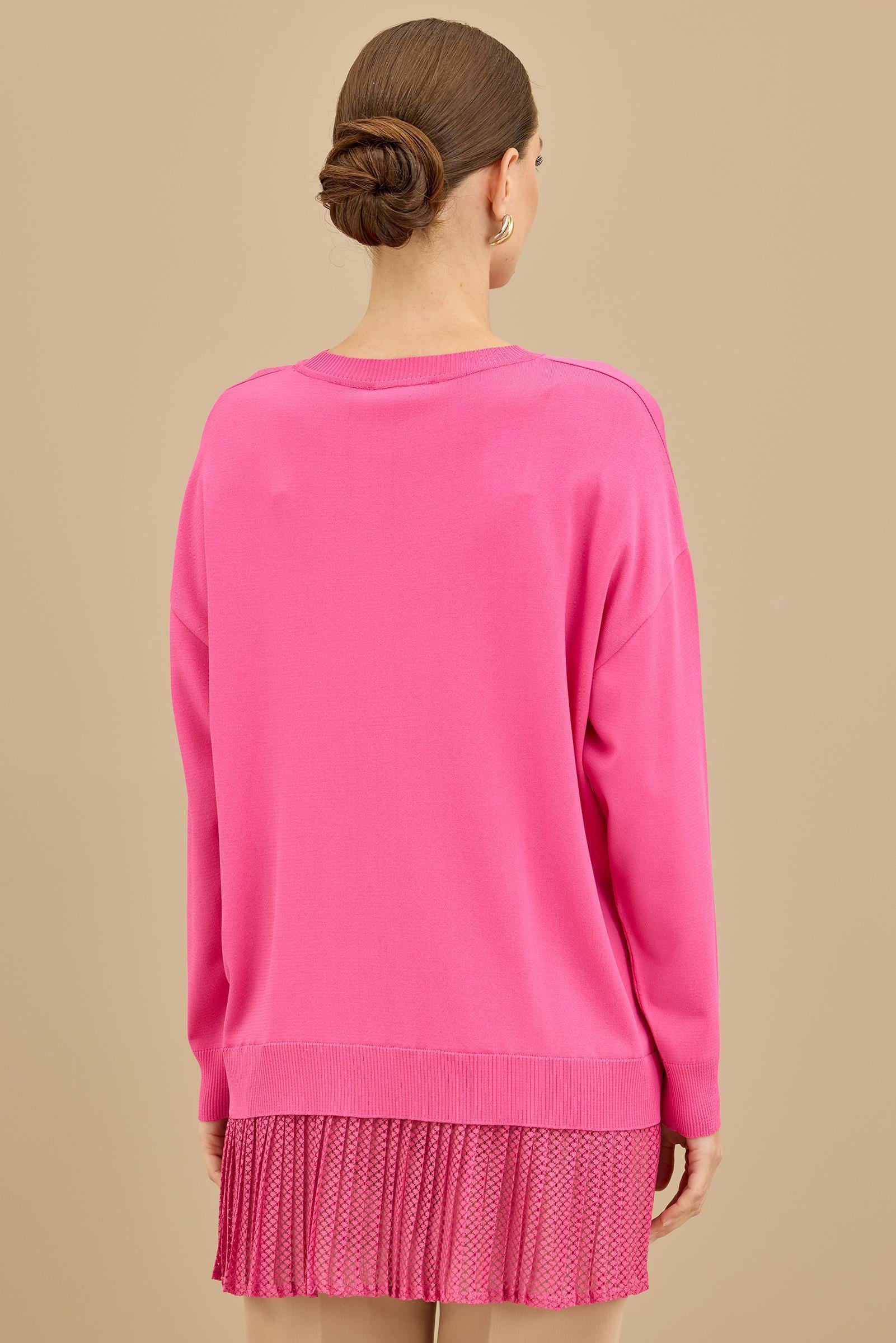 Kumaş Garnili Triko Tunik FUŞYA