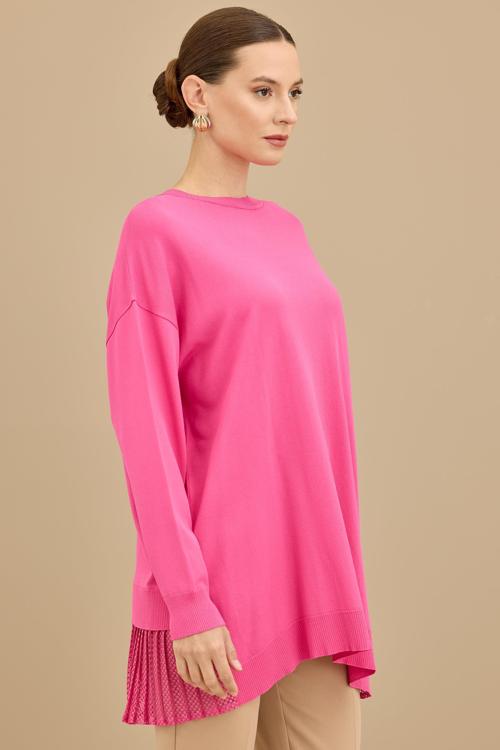 Kumaş Garnili Triko Tunik FUŞYA