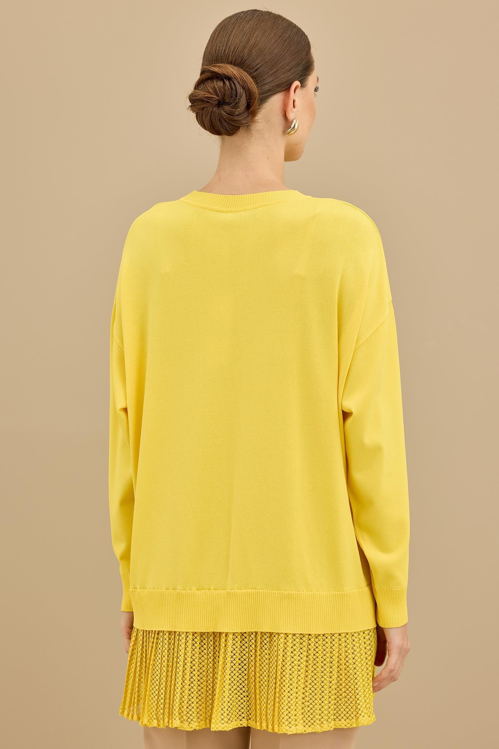 Kumaş Garnili Triko Tunik SARI