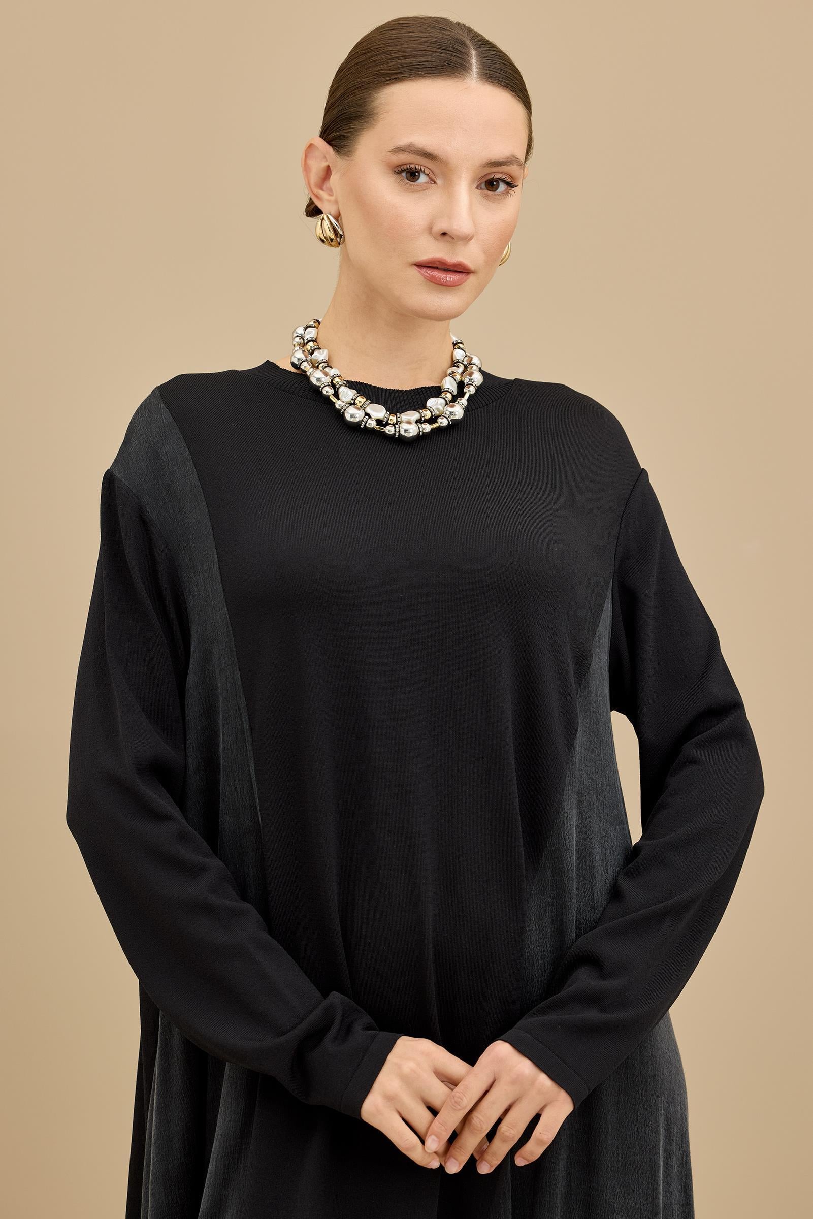 Kupra Ve Rayon Mixli Elbise SİYAH
