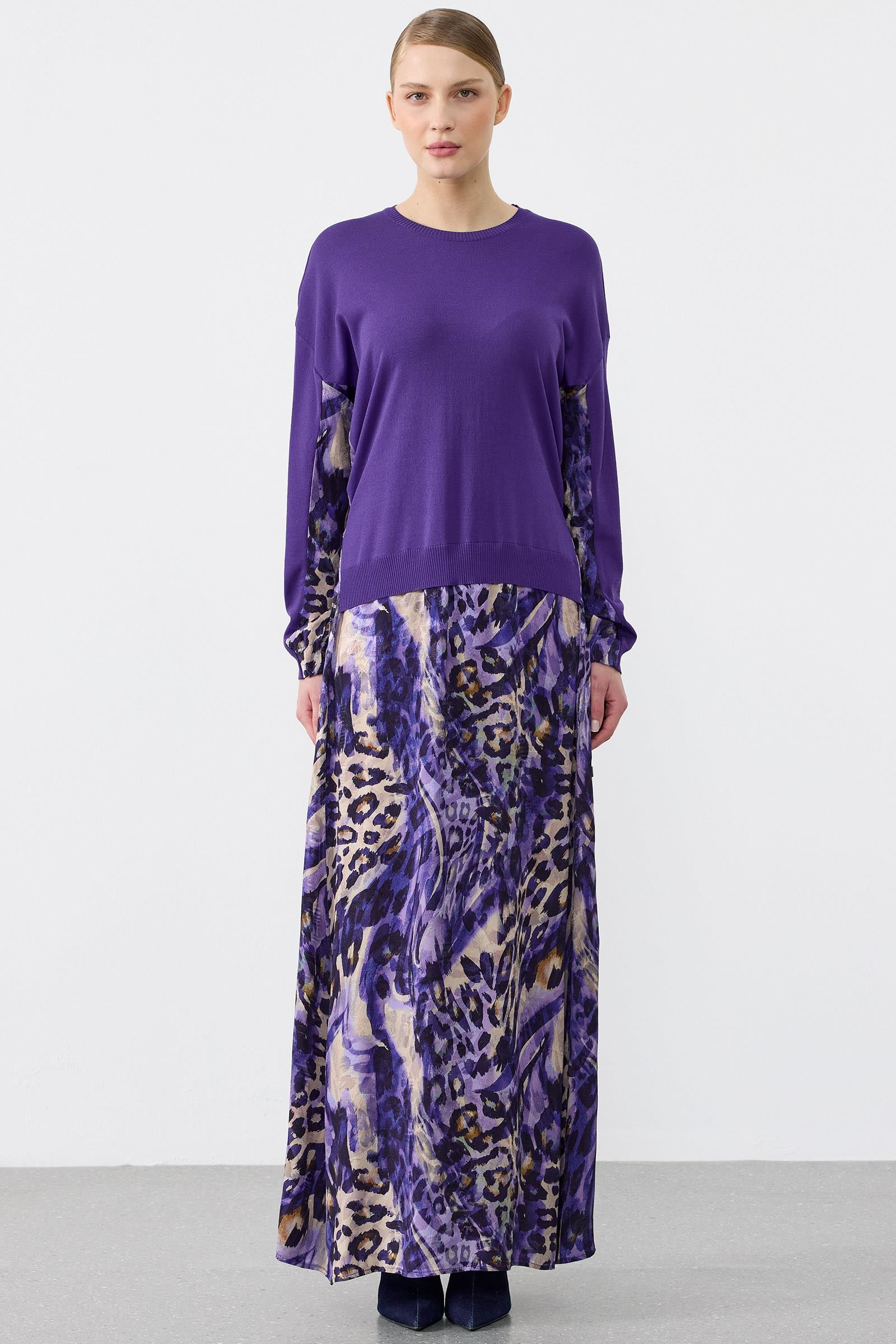 Leopar Desenli Mix Elbise MOR