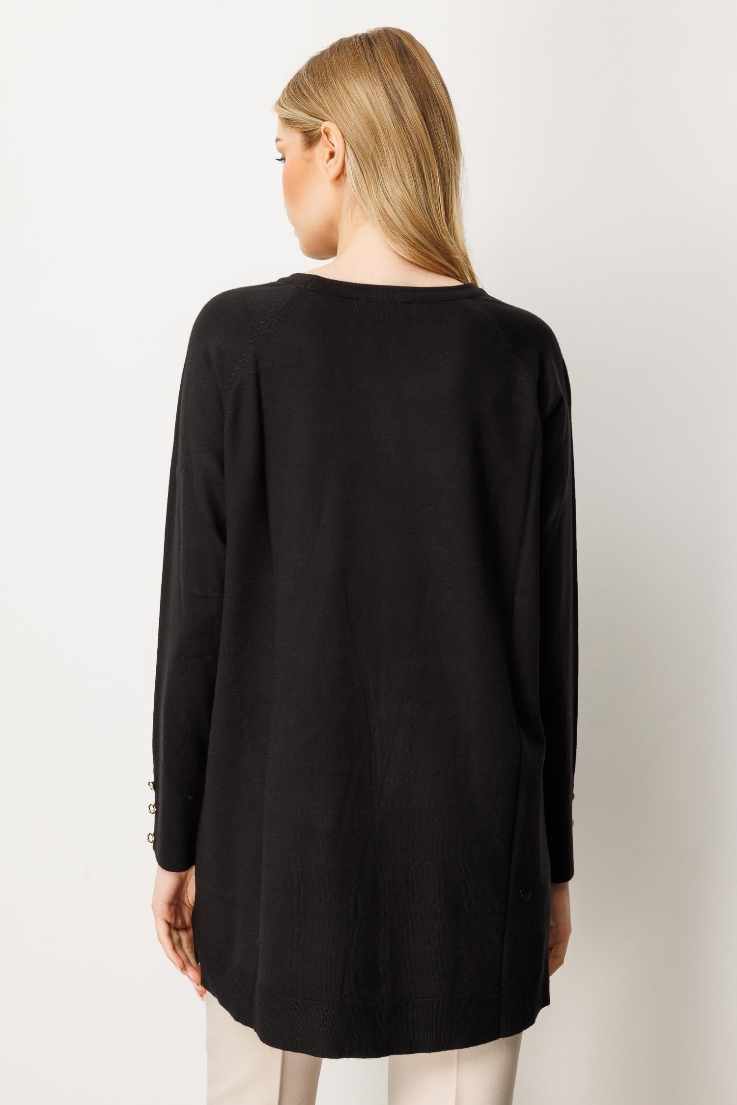 Mutlu Ertan Kadın Basic Sıfır Yaka  Triko Tunik Siyah 20172