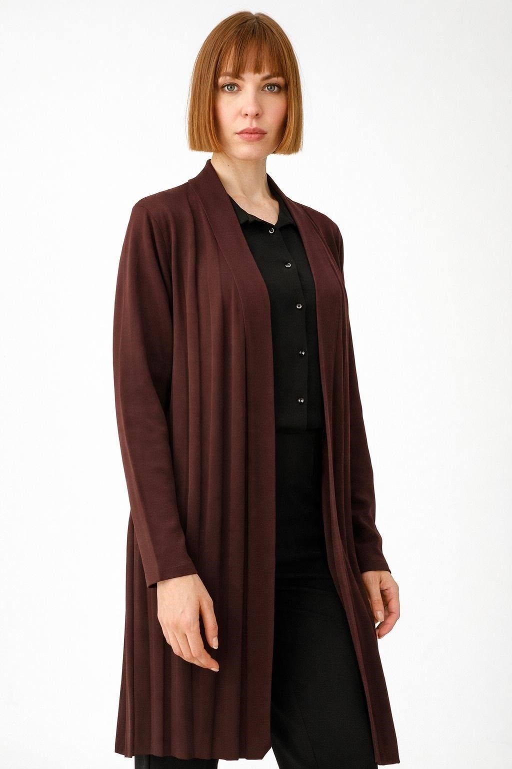 Mutlu Ertan Kadın Fitilli Triko Hırka Vino 2918