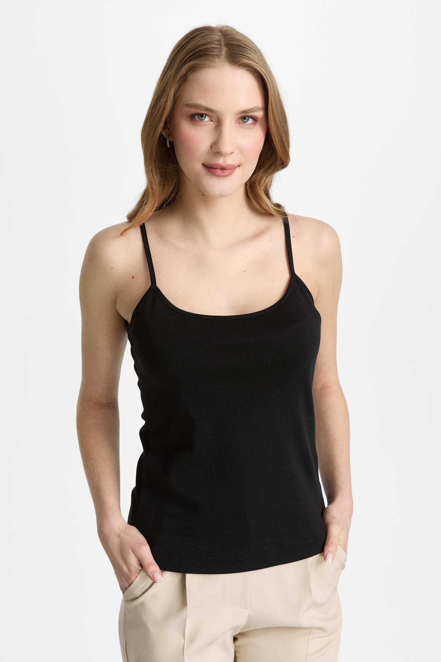 Mutlu Ertan Kadın İnce Askılı Basic Atlet Siyah 30474