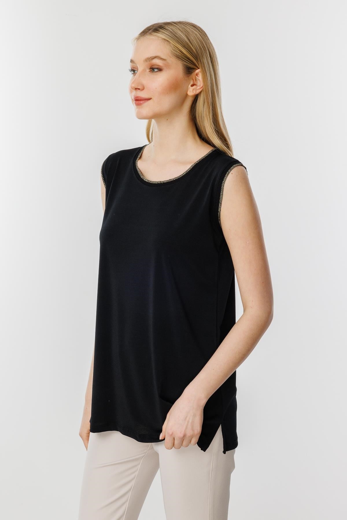 Mutlu Ertan Kadın Ribana Kombinli Basic Atlet Siyah 30337