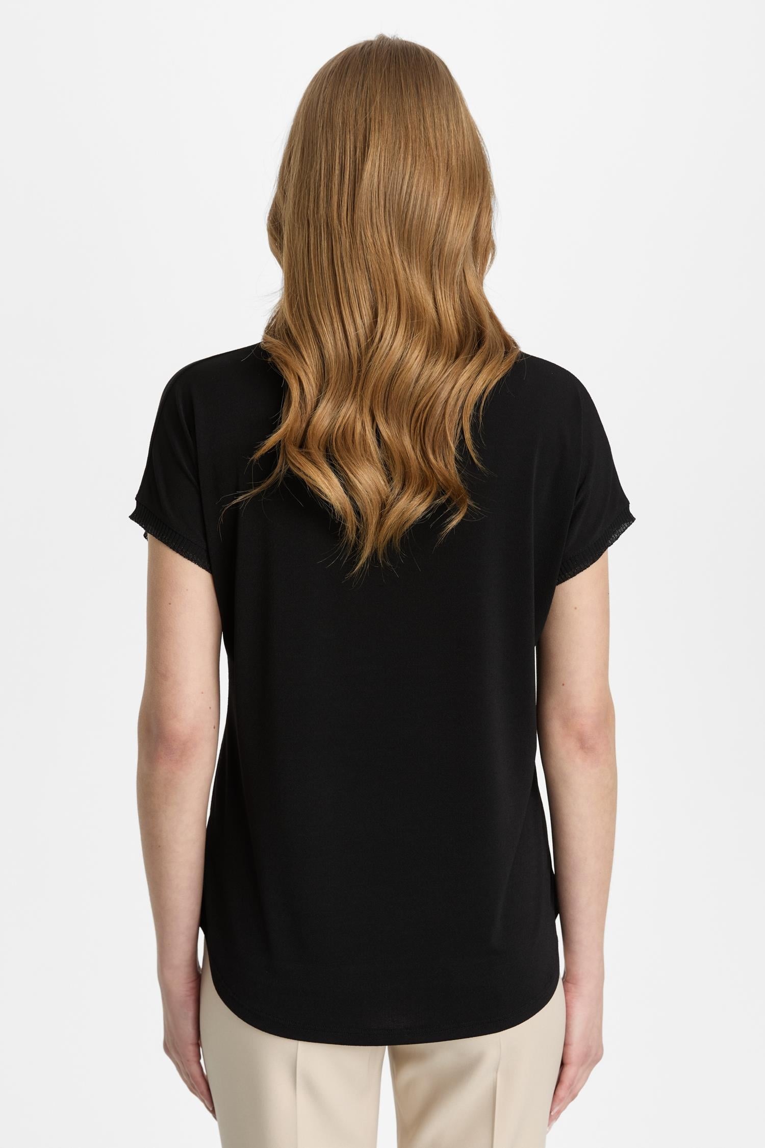 Mutlu Ertan Kadın Sıfır Yaka Ribanalı Bluz Siyah-Siyah 30450